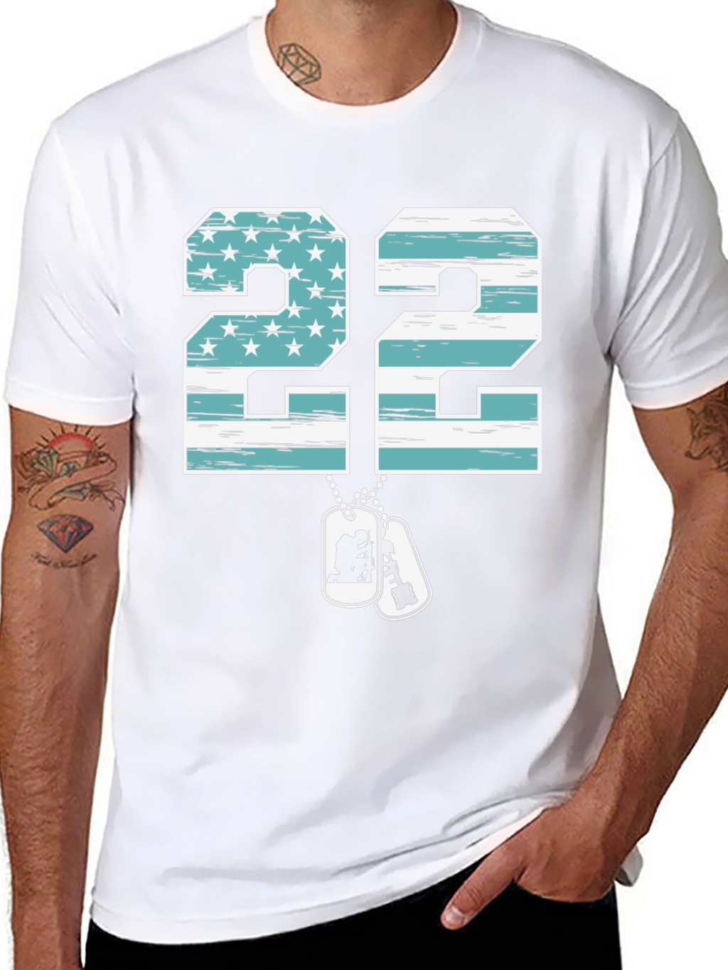 Patriotic 22 Veteran T-Shirt - American Flag Design
