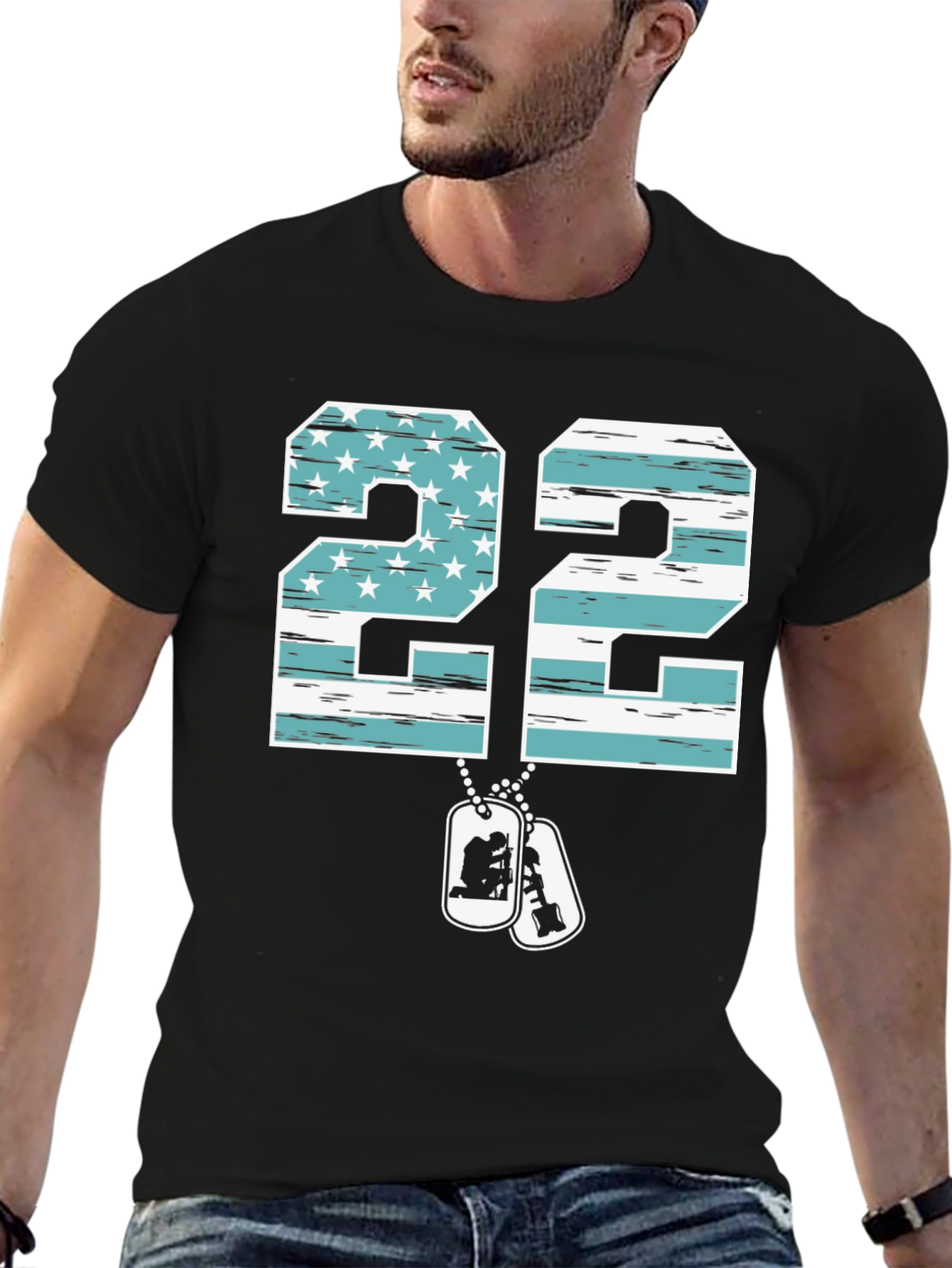 Patriotic 22 Veteran T-Shirt - American Flag Design