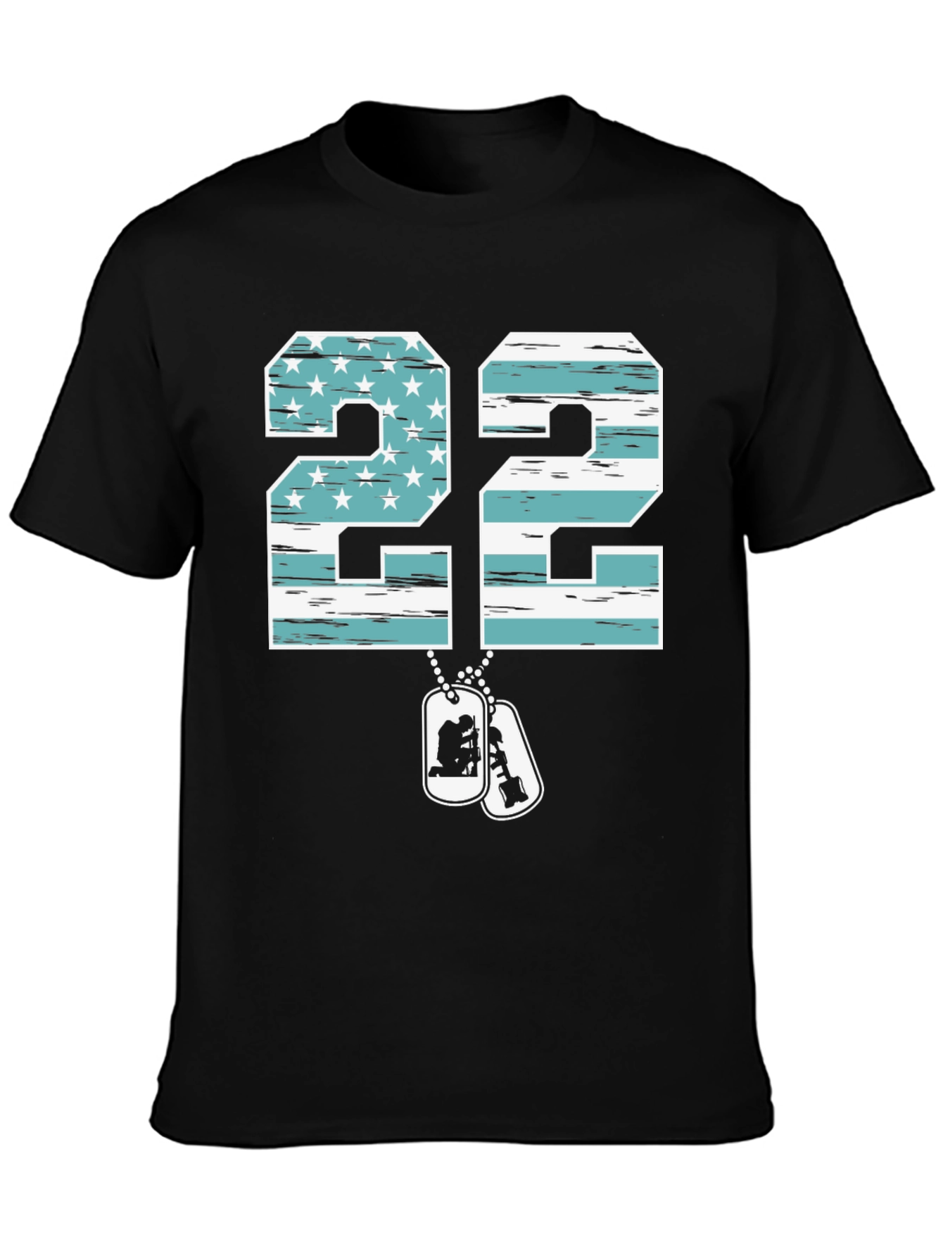 Patriotic 22 Veteran T-Shirt - American Flag Design