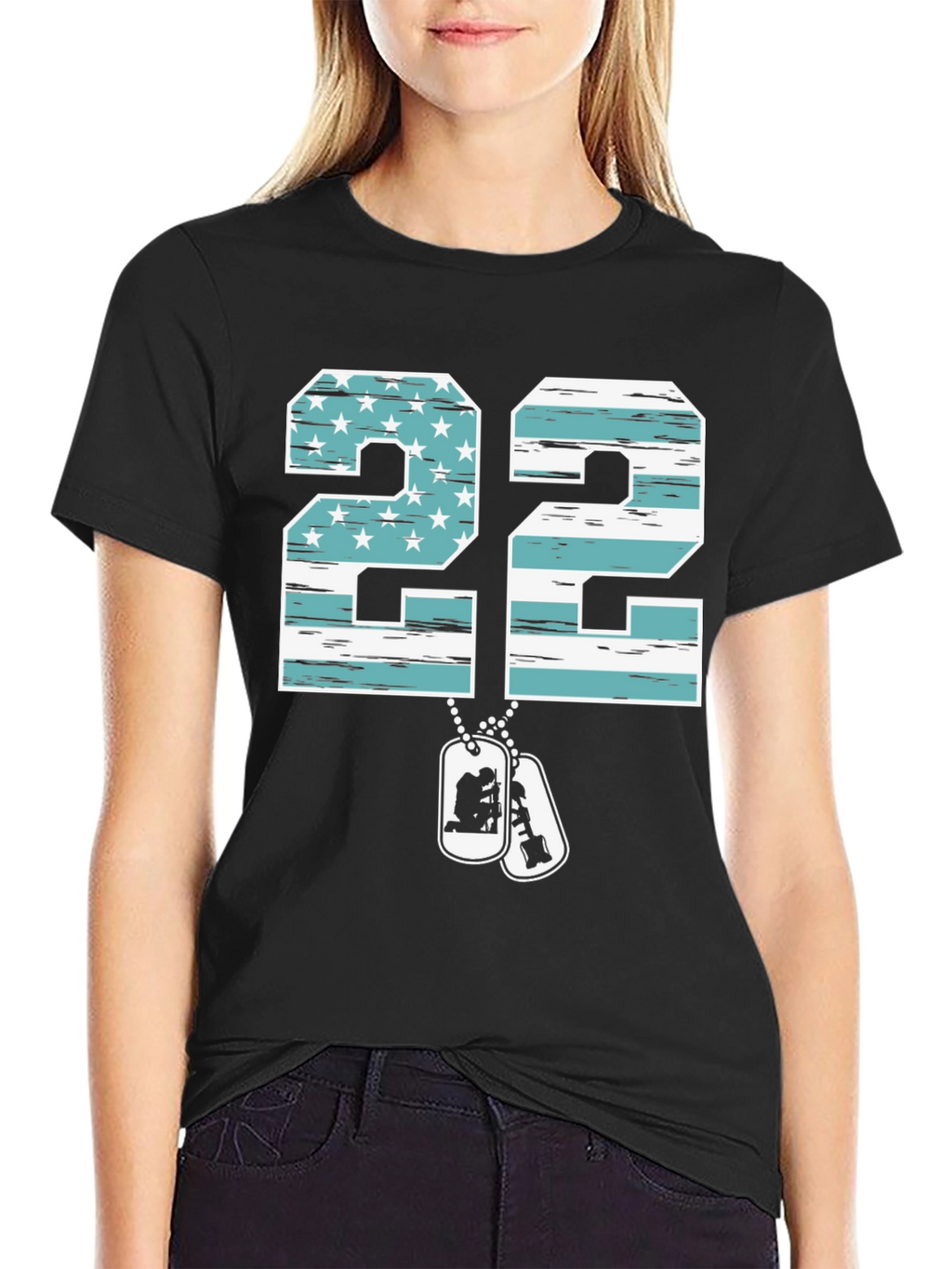 Patriotic 22 Veteran T-Shirt - American Flag Design