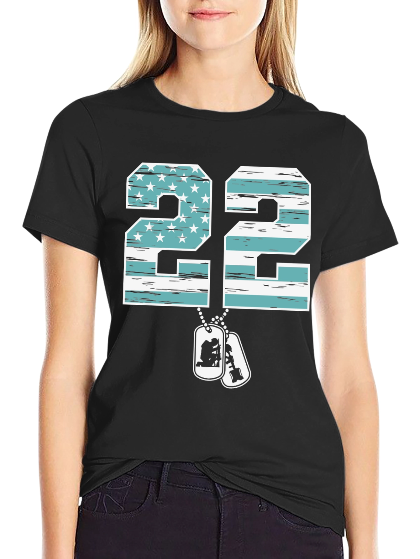 Patriotic 22 Veteran T-Shirt - American Flag Design
