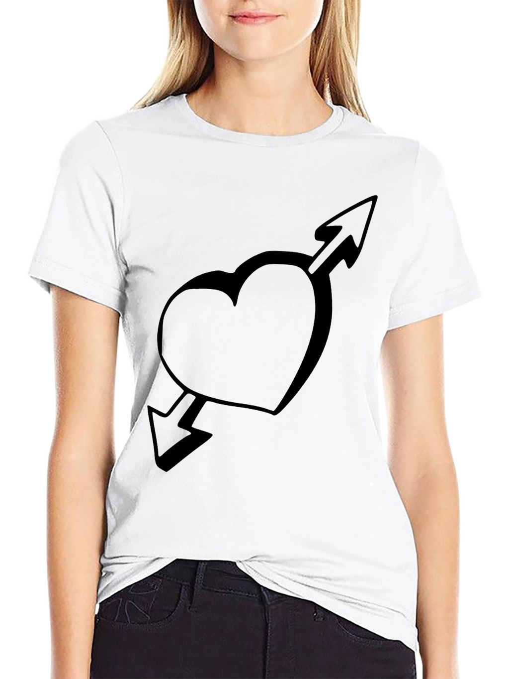Heart and Arrow Graphic Black T-Shirt