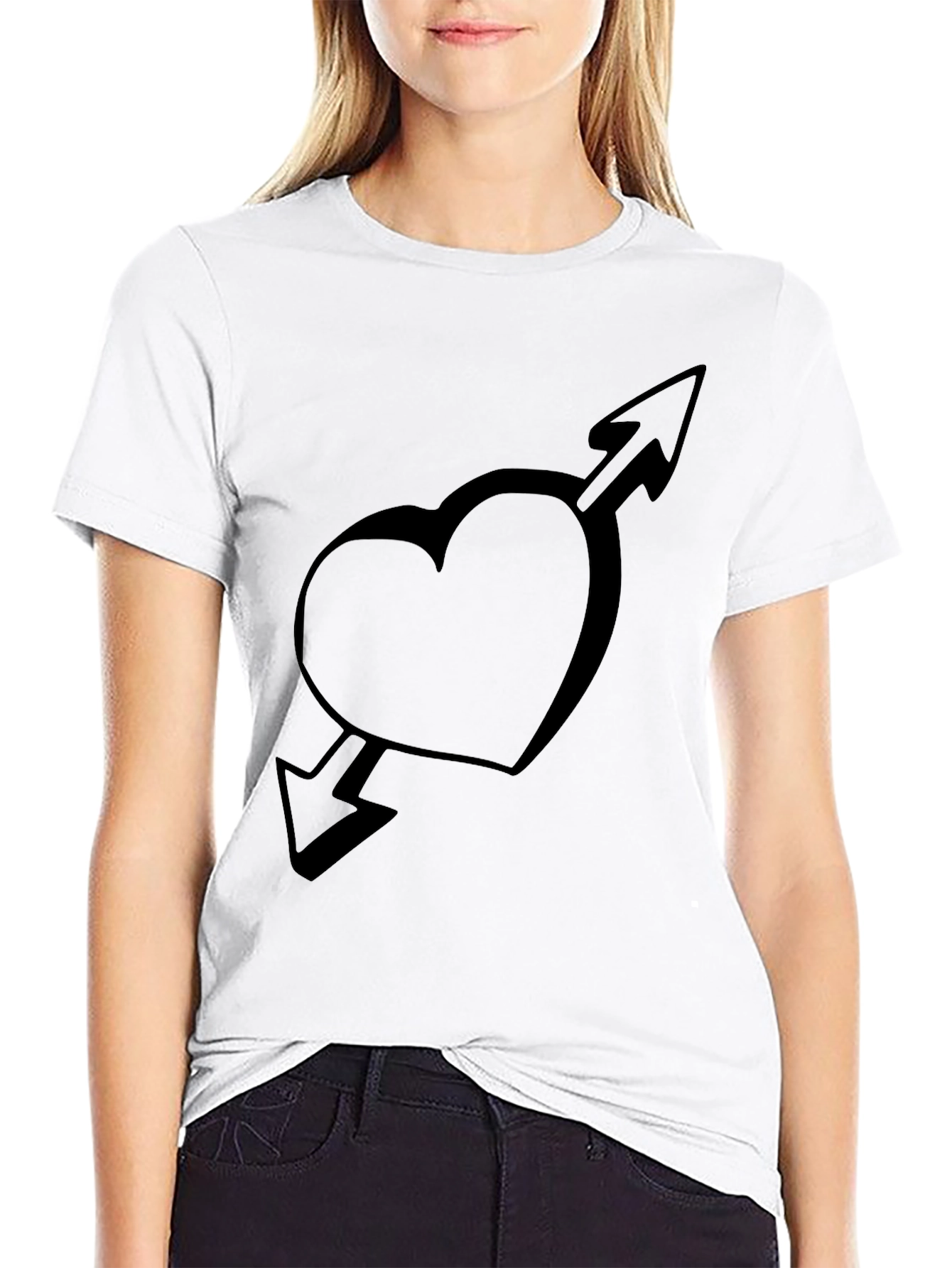 Heart and Arrow Graphic Black T-Shirt