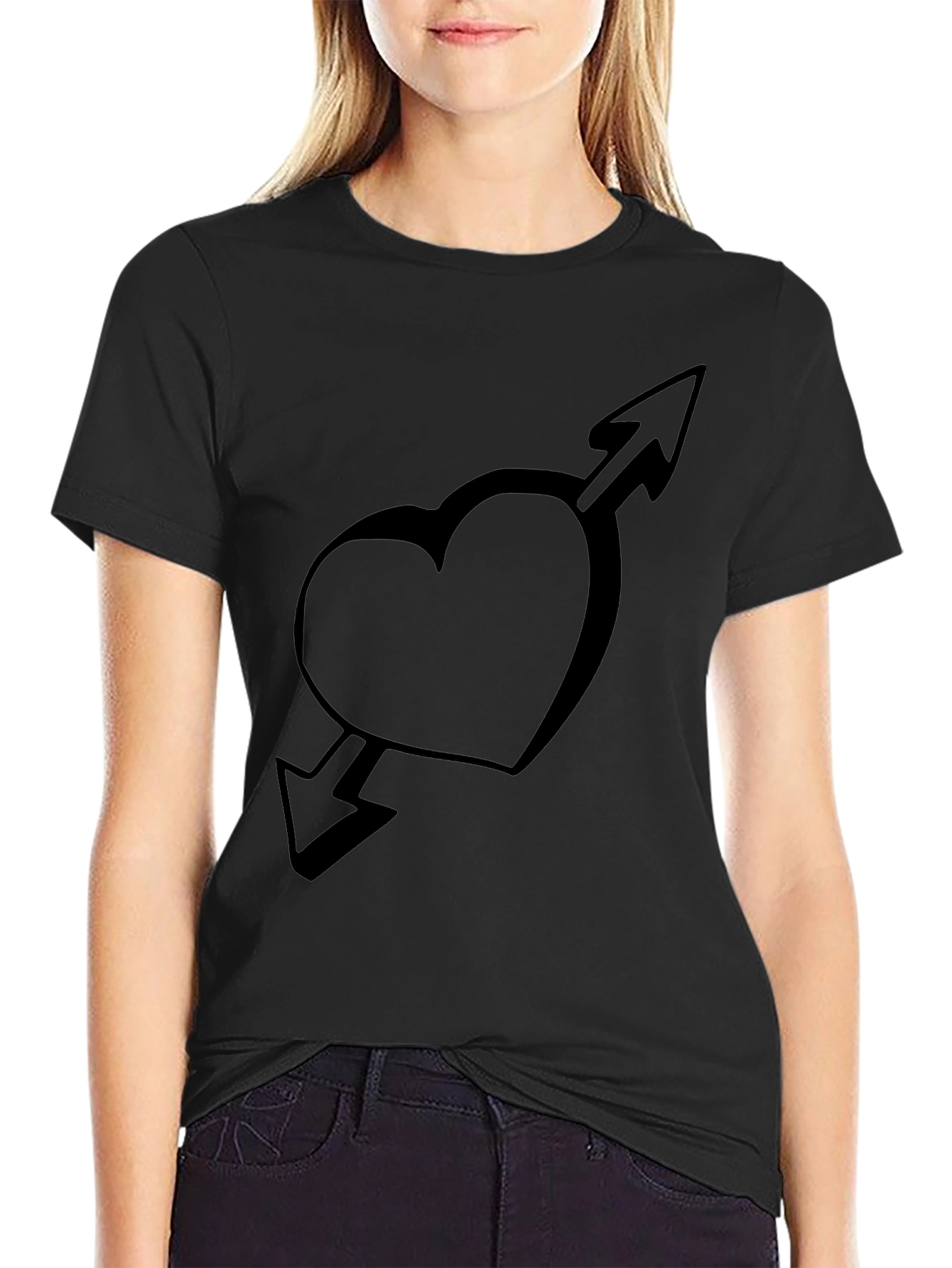 Heart and Arrow Graphic Black T-Shirt