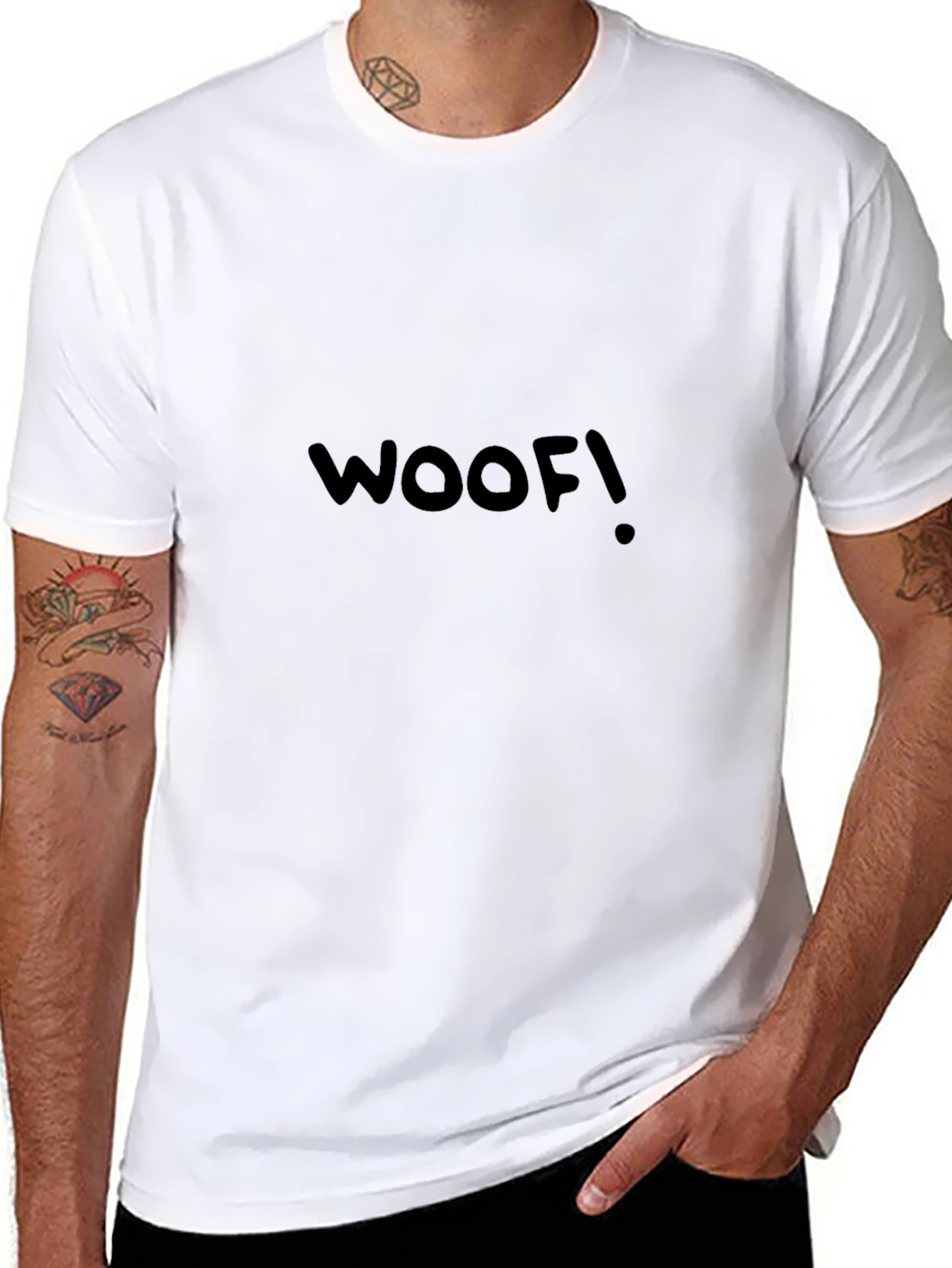 Woof! Black Graphic Tee - Casual Mens T-Shirt