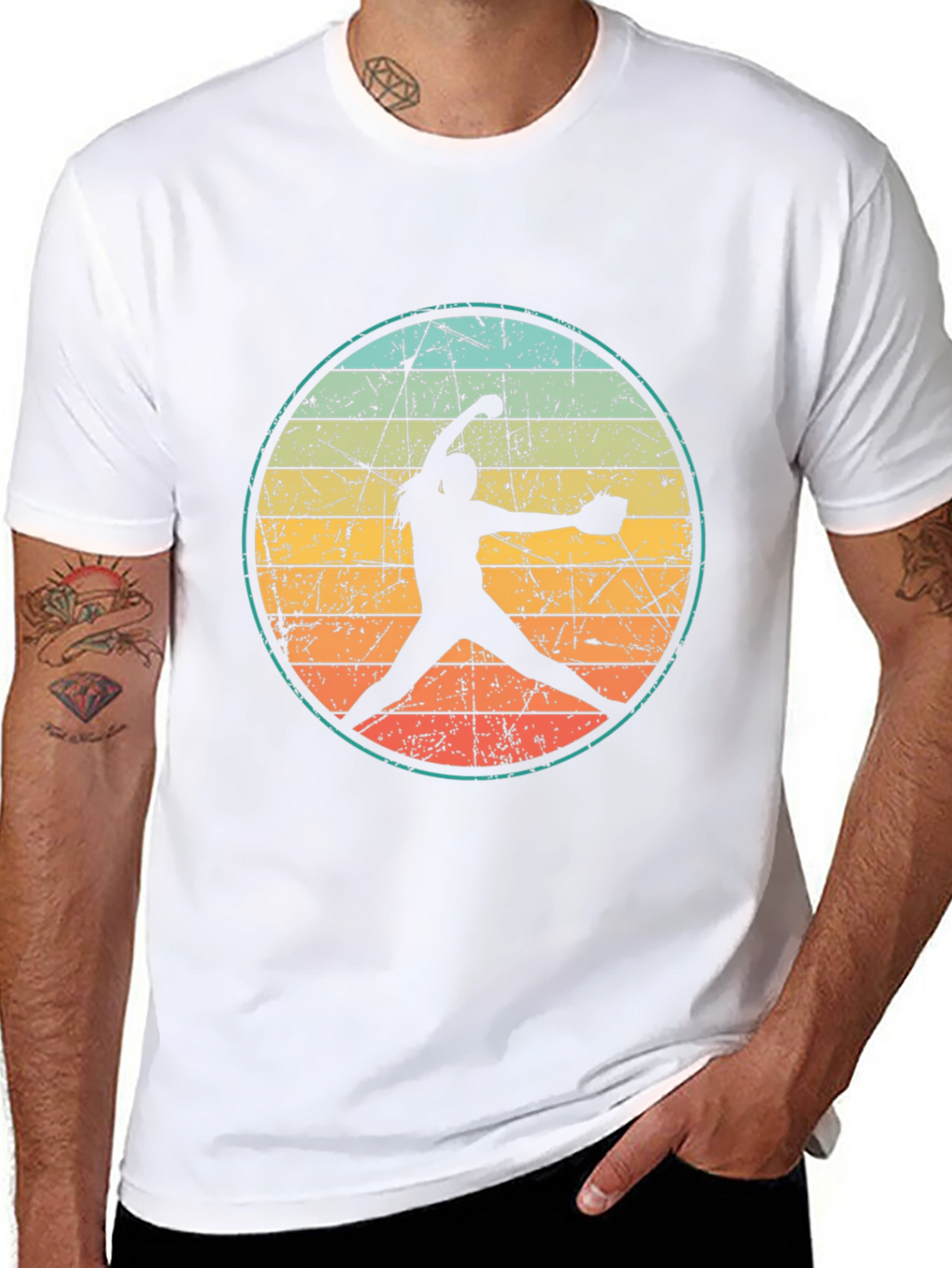 Retro Softball Pitcher Graphic T-Shirt