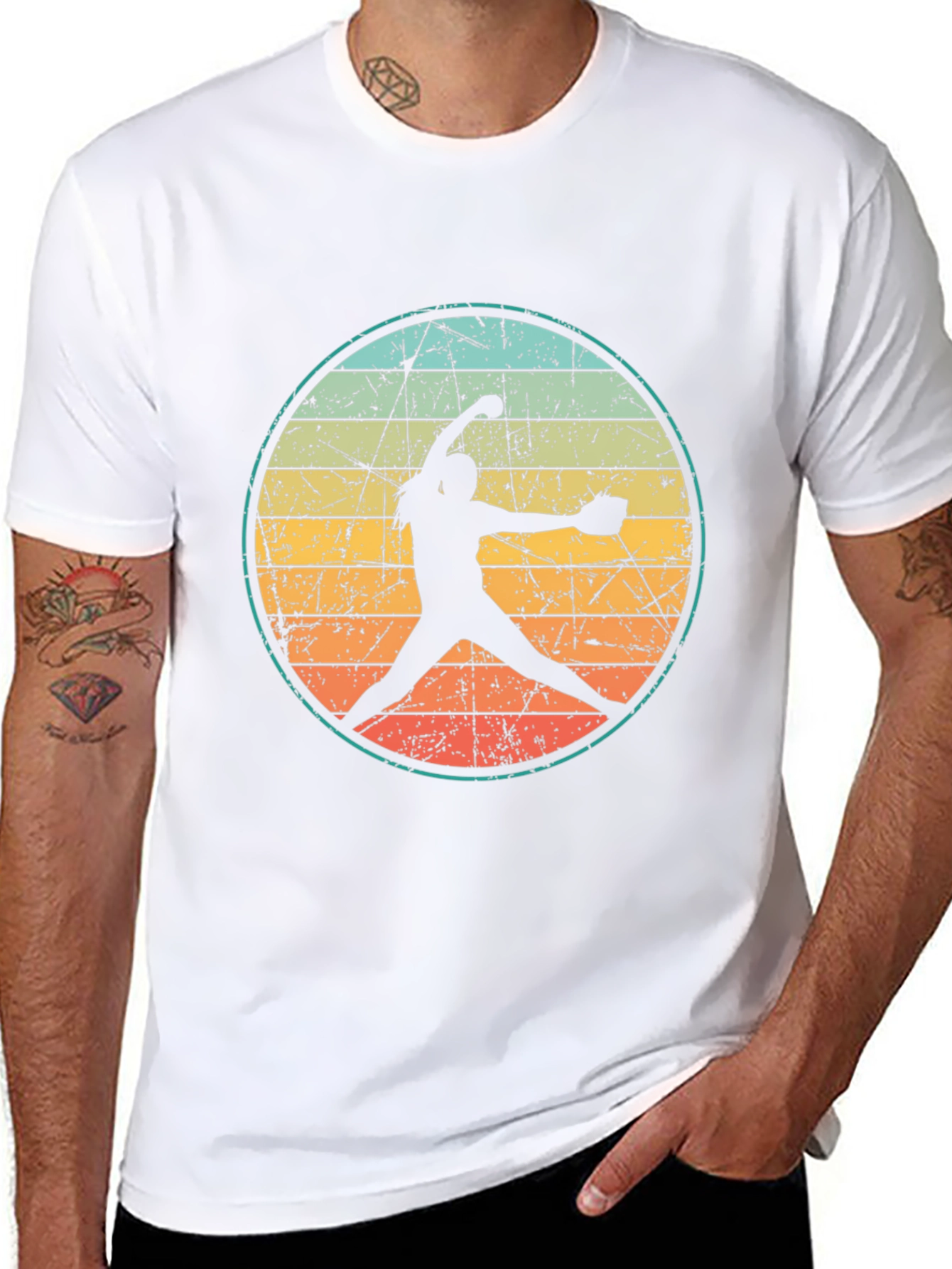 Retro Softball Pitcher Graphic T-Shirt