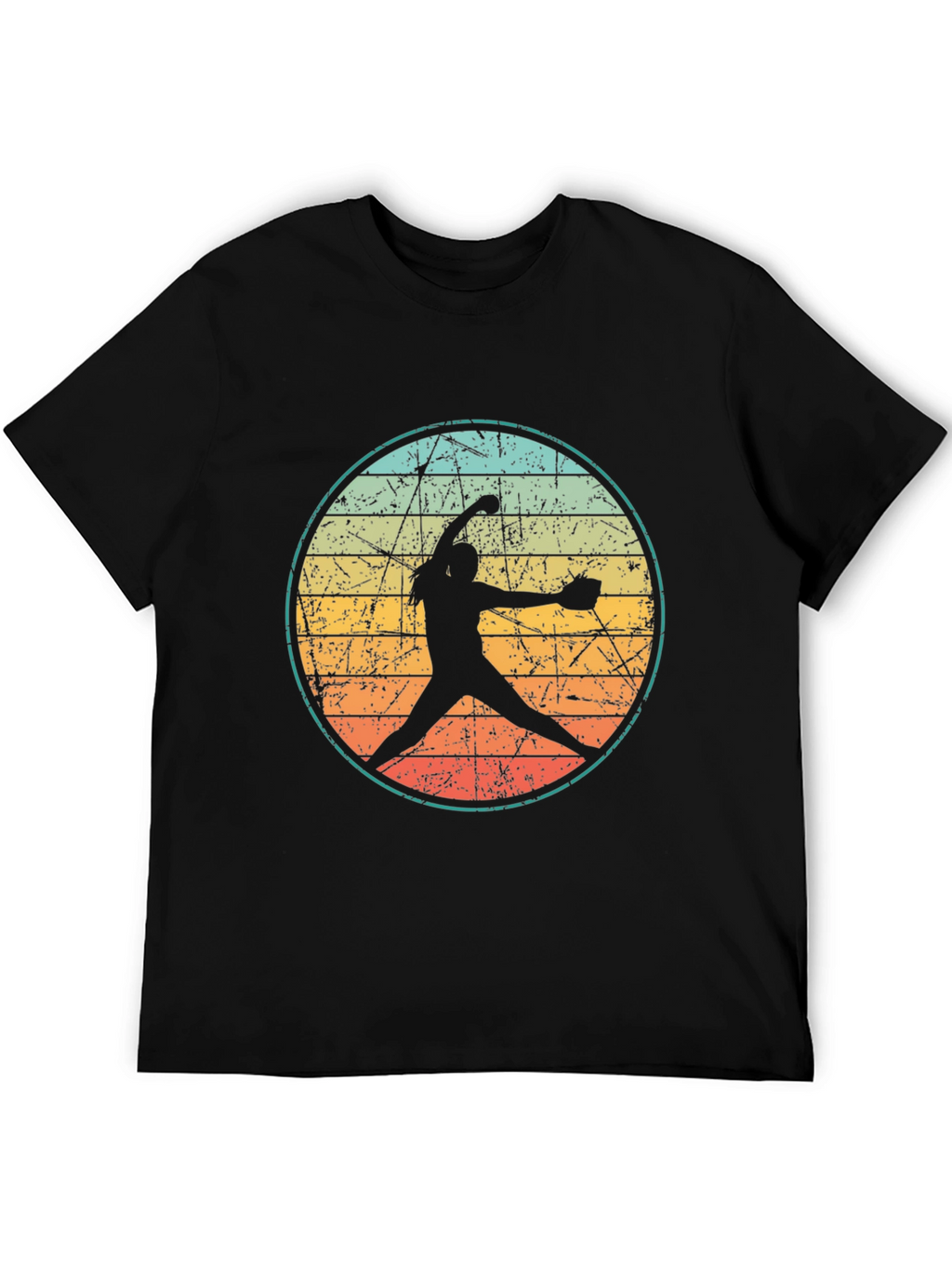 Retro Softball Pitcher Graphic T-Shirt