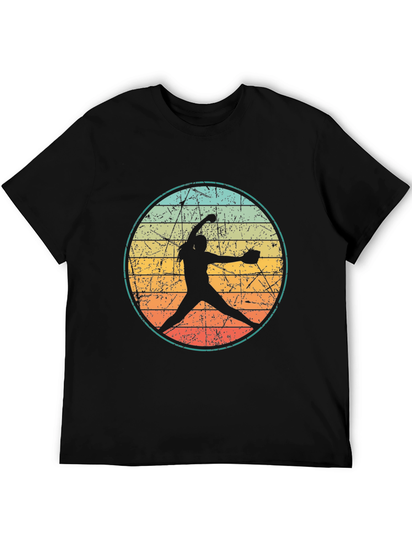 Retro Softball Pitcher Graphic T-Shirt