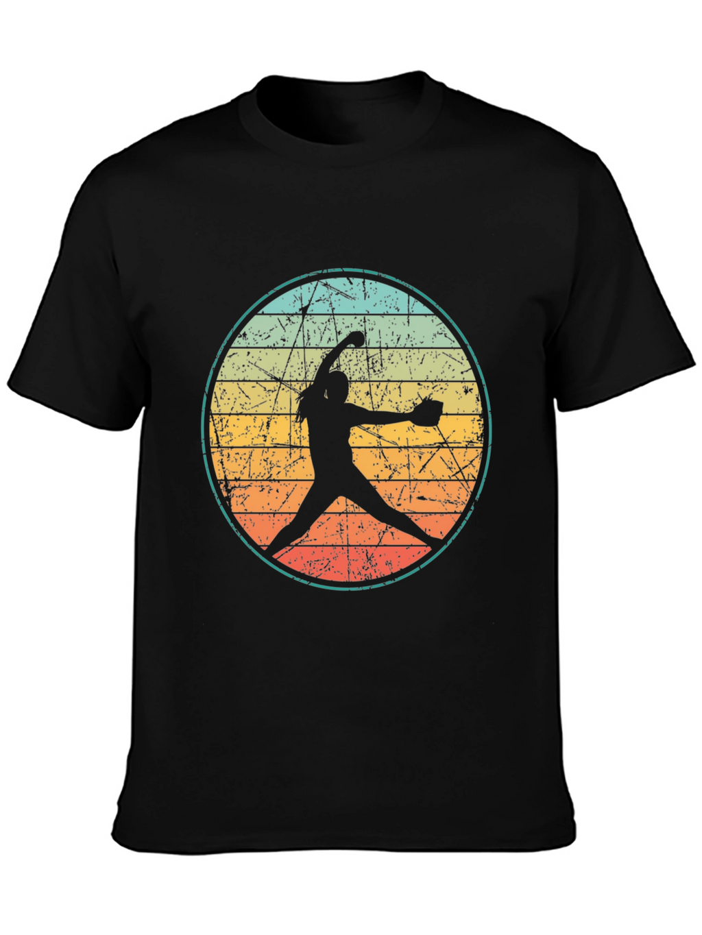 Retro Softball Pitcher Graphic T-Shirt