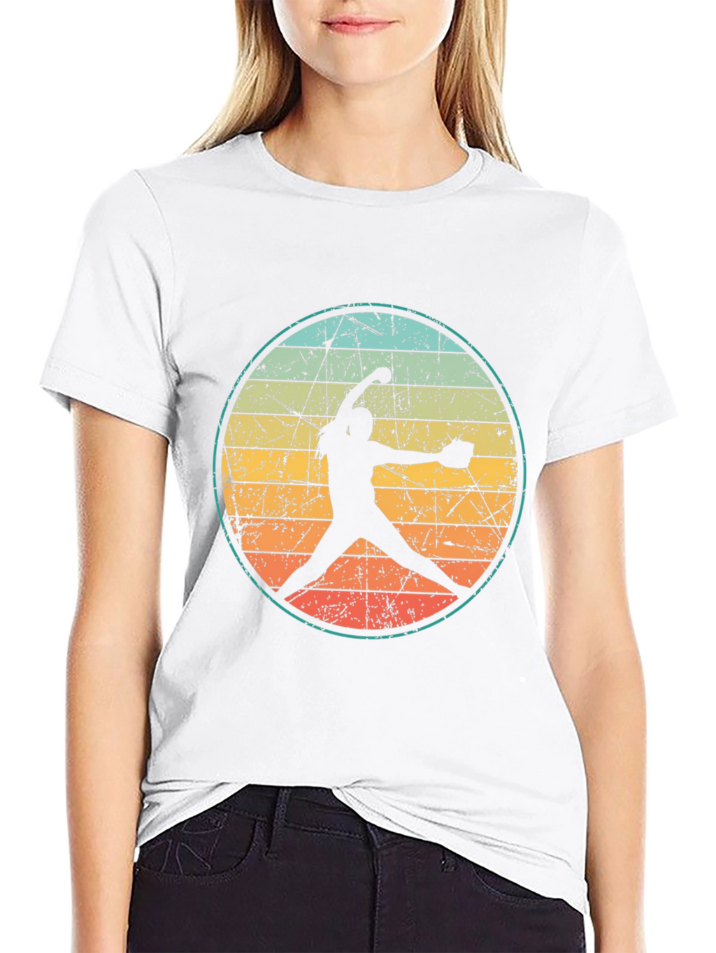 Retro Softball Pitcher Graphic T-Shirt