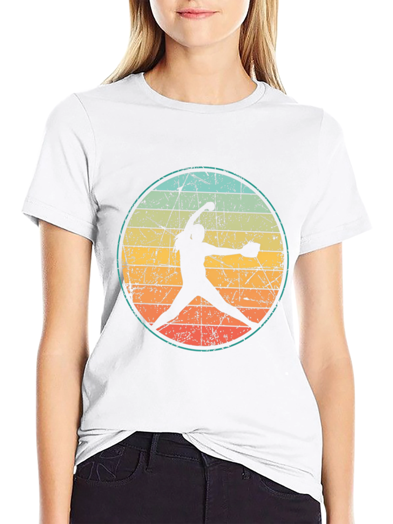 Retro Softball Pitcher Graphic T-Shirt