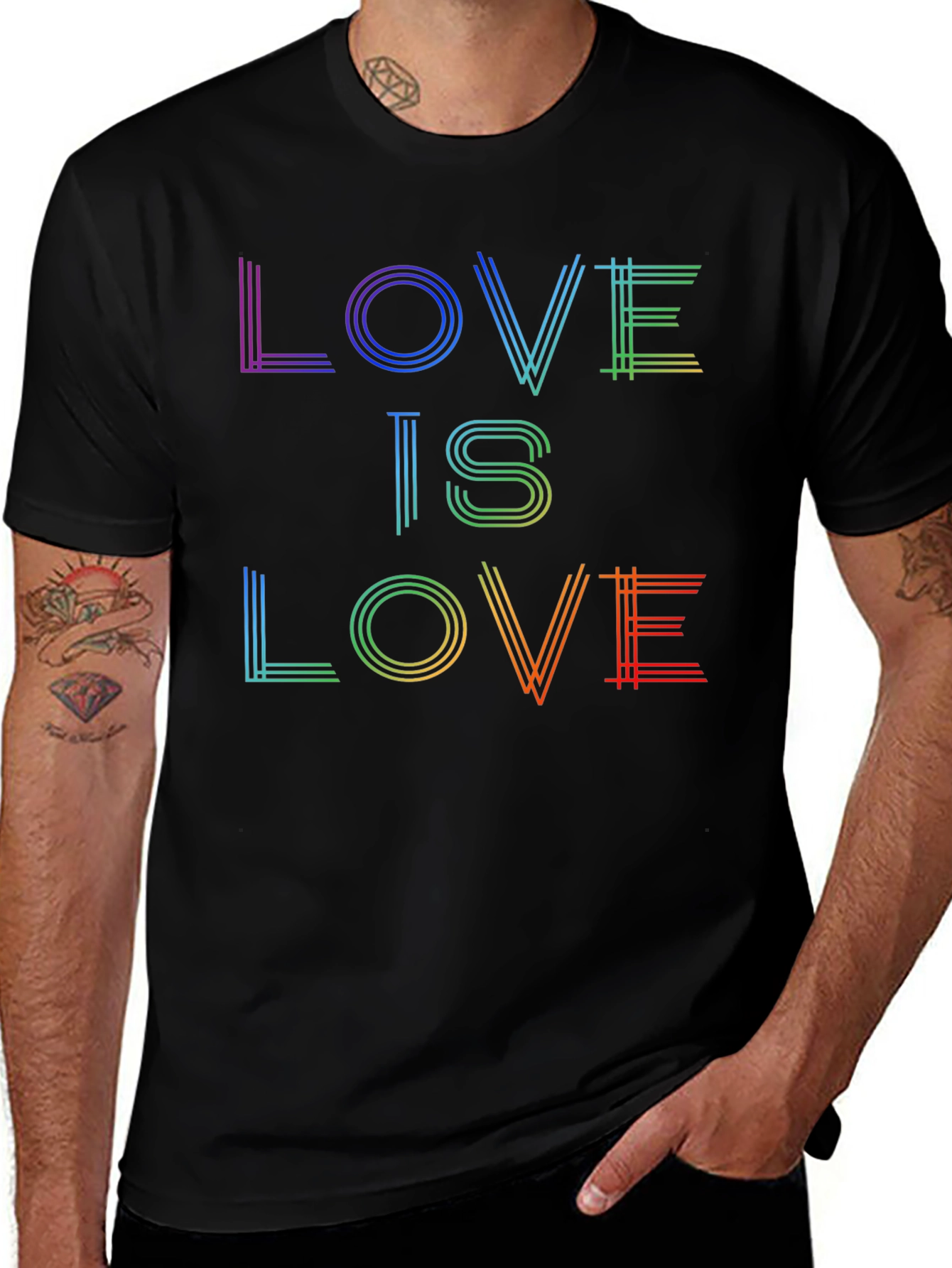 Love is Love Rainbow Graphic Tee - Black