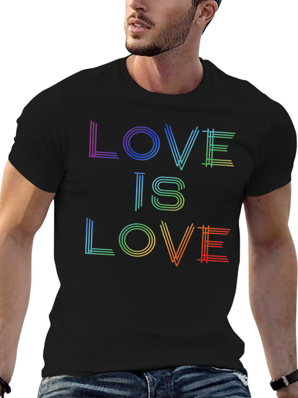 Love is Love Rainbow Graphic Tee - Black