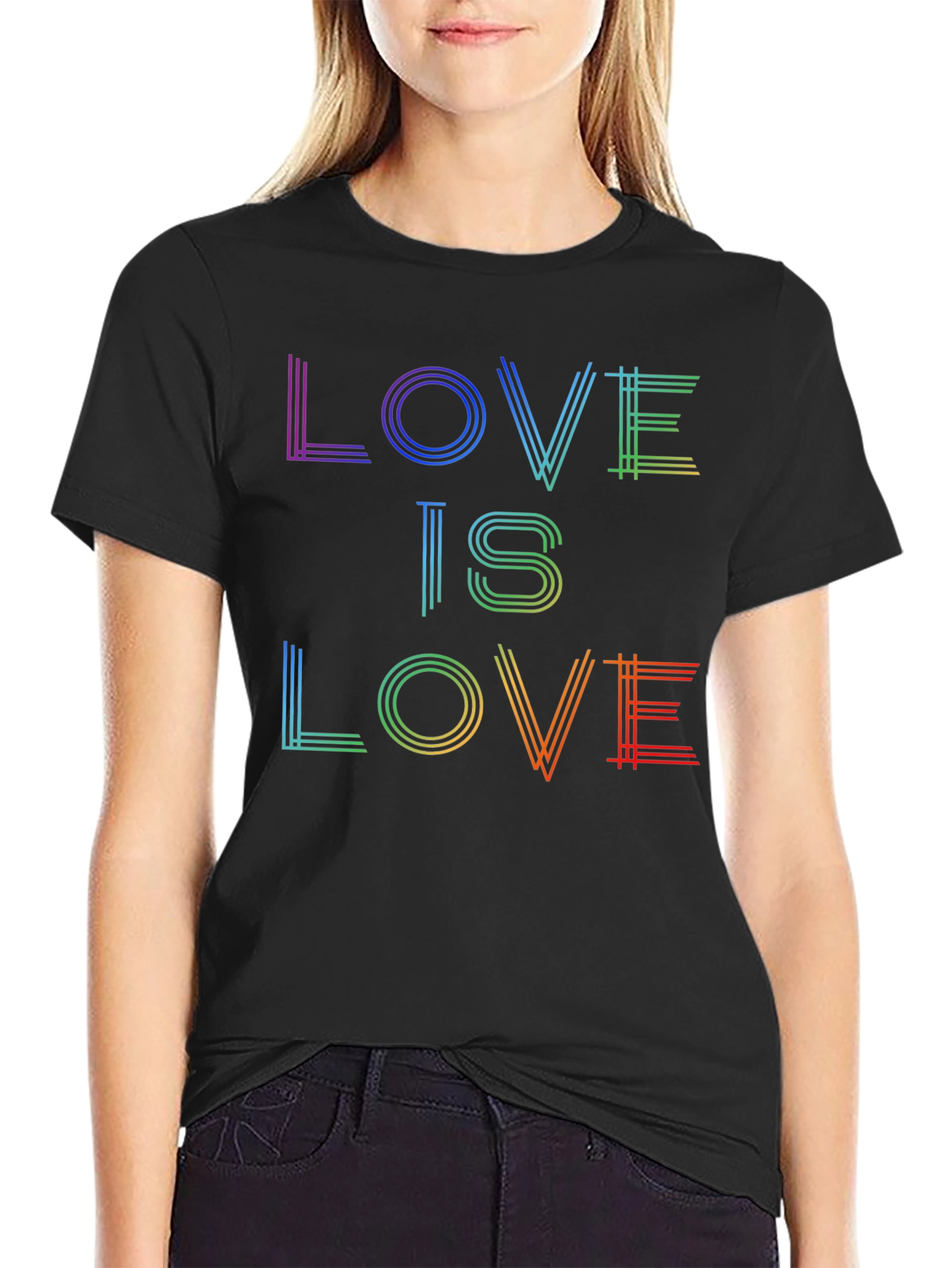 Love is Love Rainbow Graphic Tee - Black