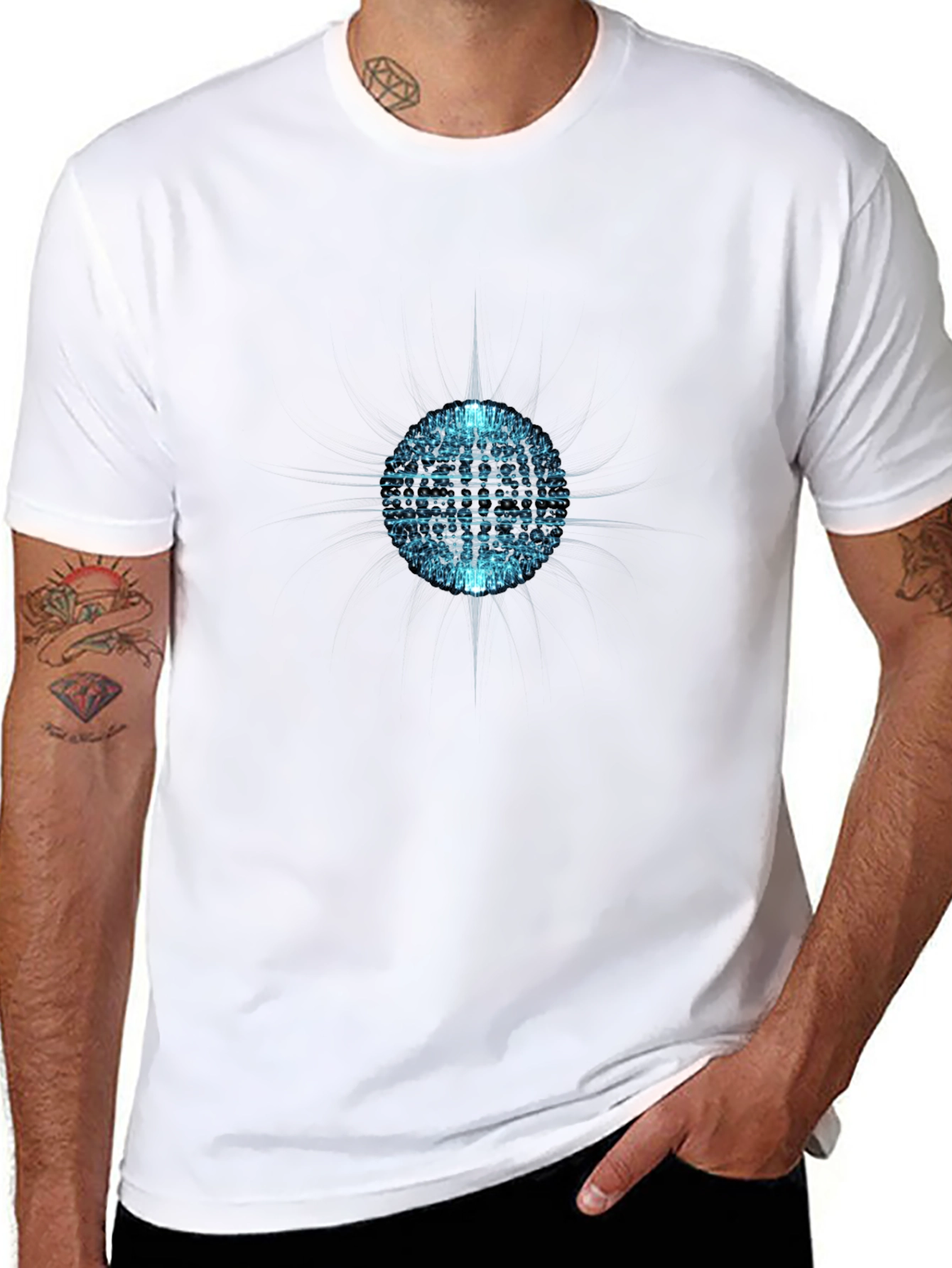 Abstract Sphere Graphic Tee - Black Cotton T-Shirt