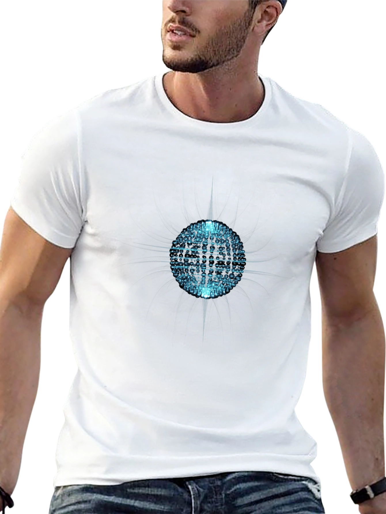 Abstract Sphere Graphic Tee - Black Cotton T-Shirt
