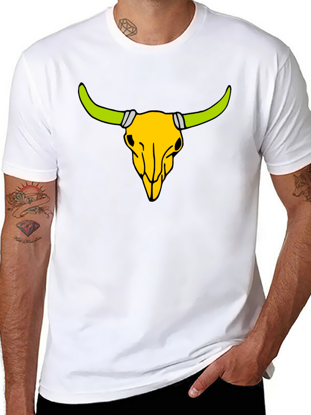Bull Skull Graphic Tee - Black Cotton Comfort