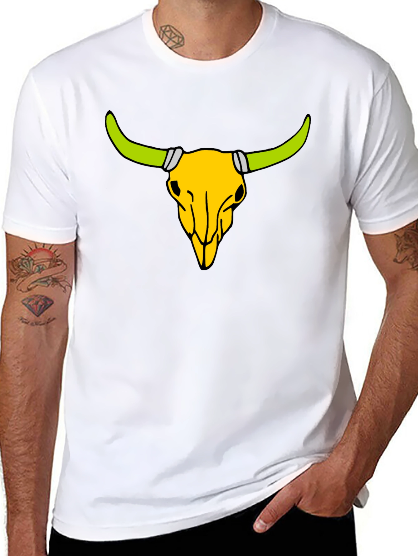 Bull Skull Graphic Tee - Black Cotton Comfort
