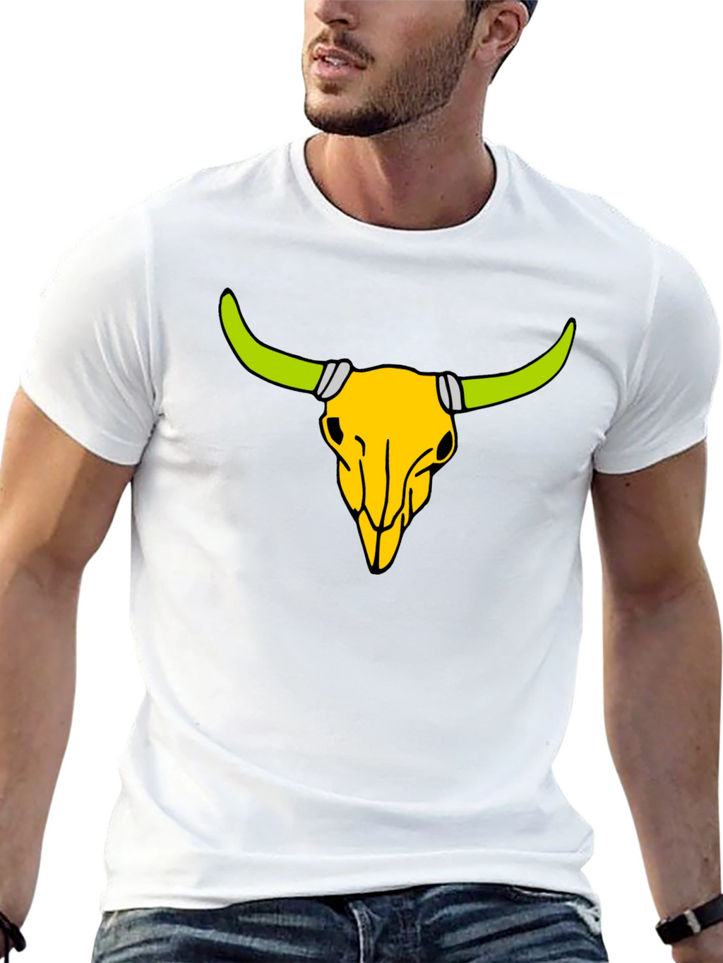 Bull Skull Graphic Tee - Black Cotton Comfort