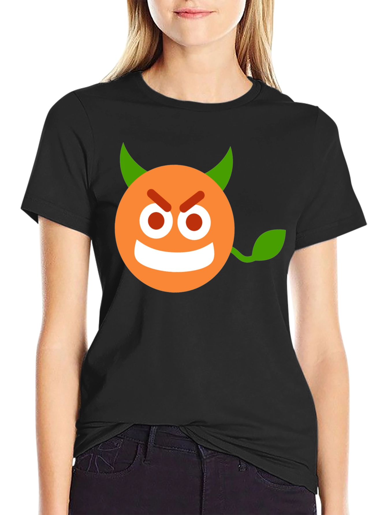 Devil Emoji Graphic Black T-Shirt