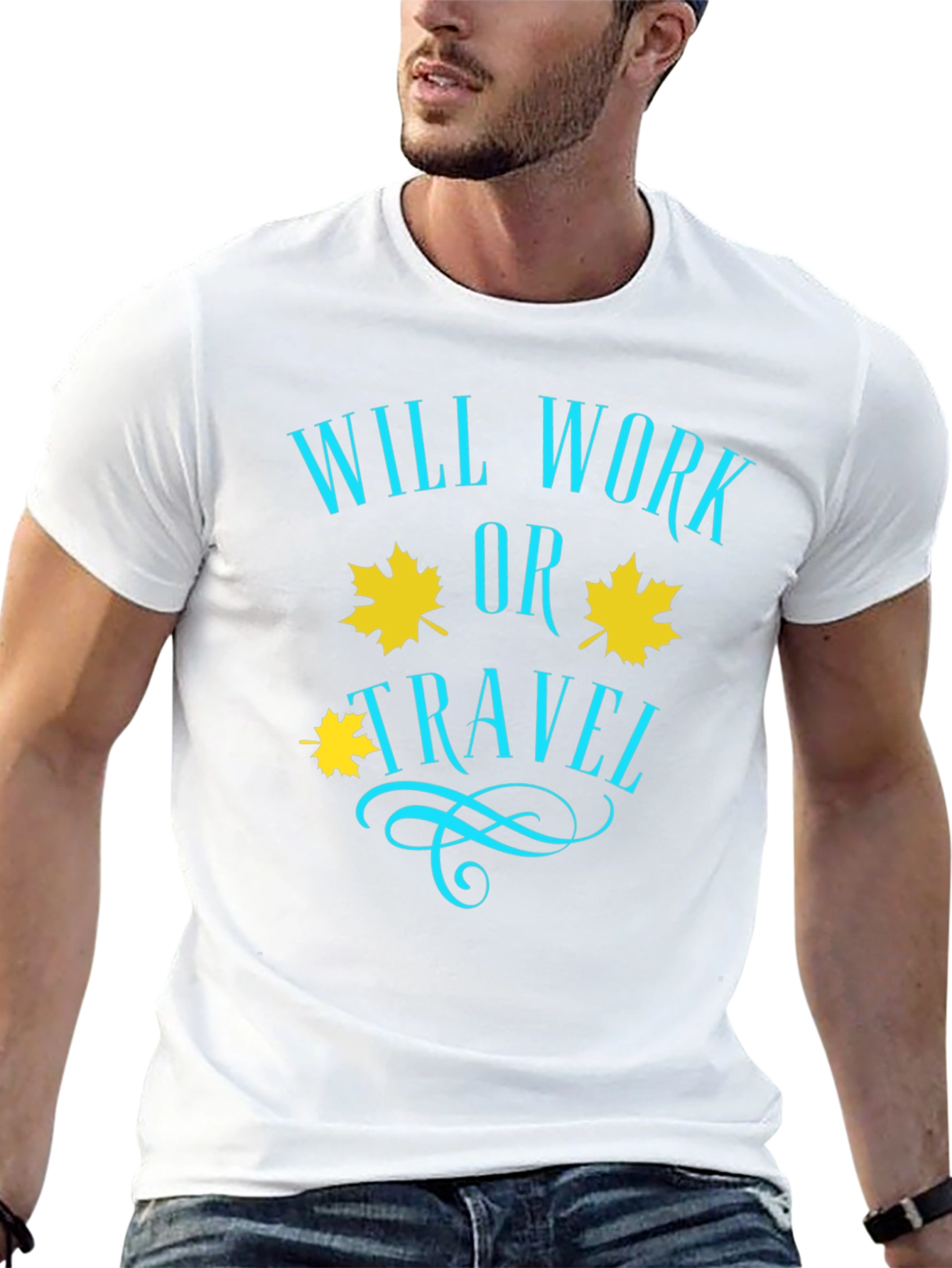 Will Work or Travel Black Graphic T-Shirt