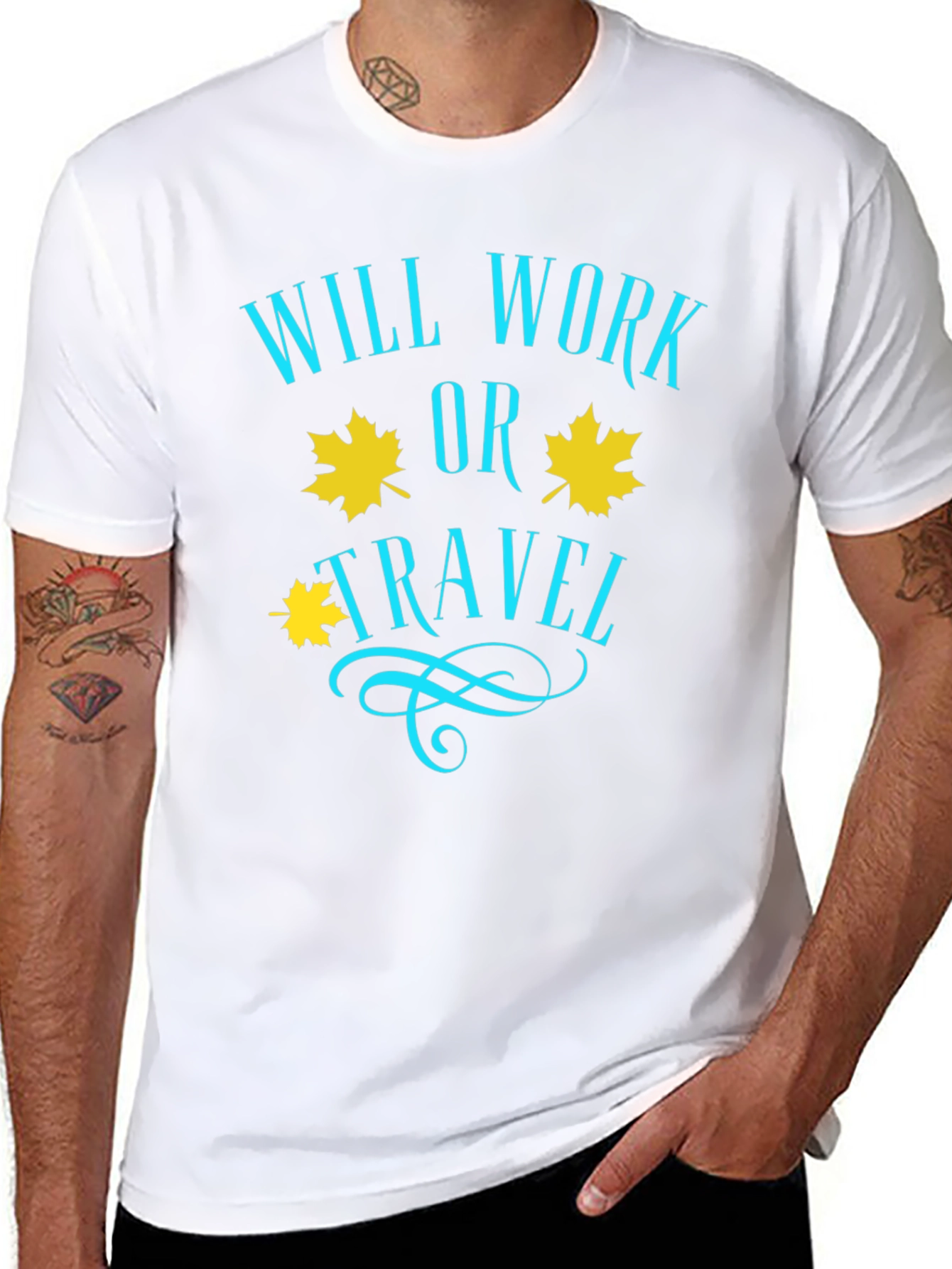Will Work or Travel Black Graphic T-Shirt