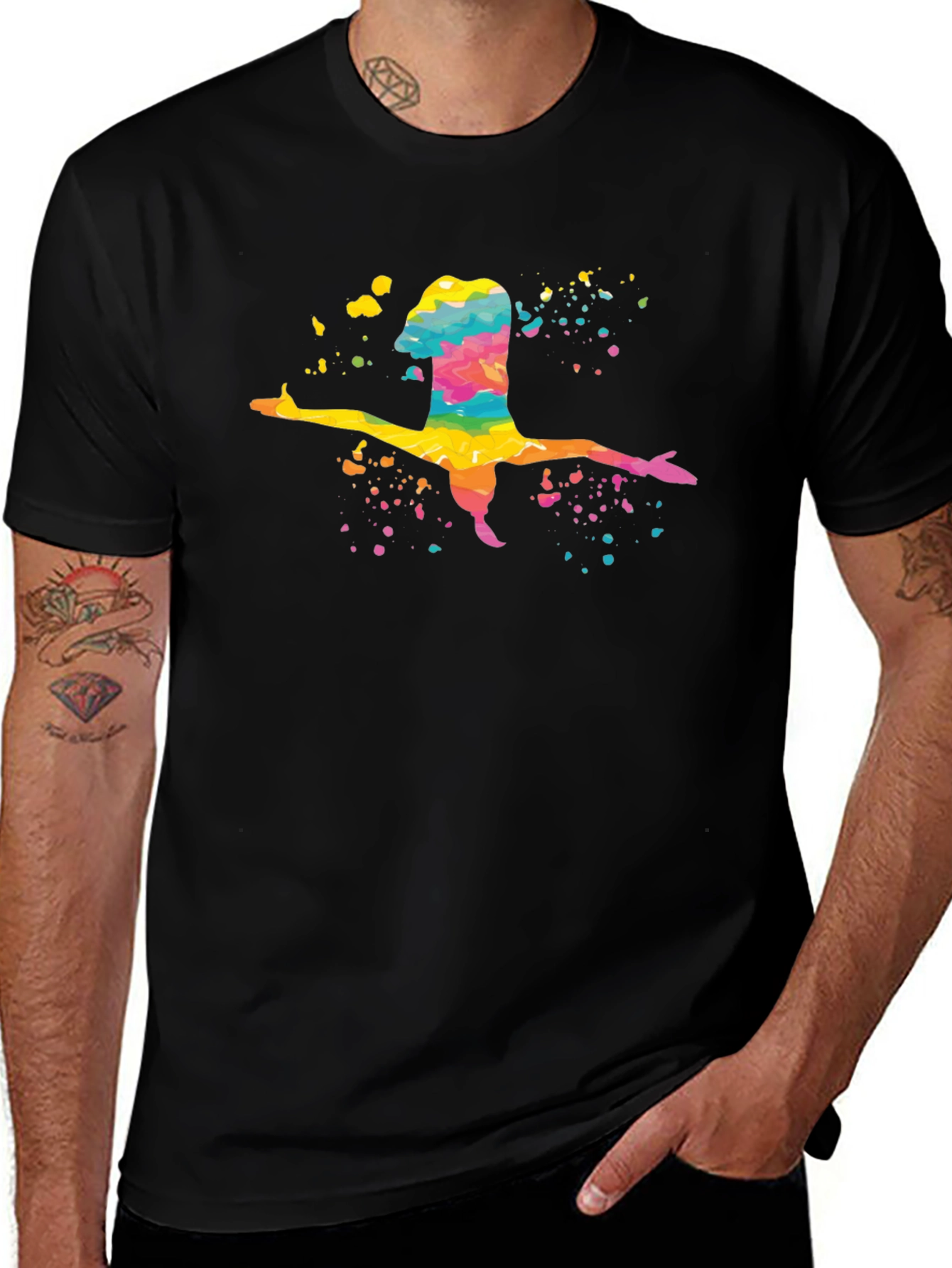 Rainbow Gymnast T-Shirt - Artistic Watercolor Design
