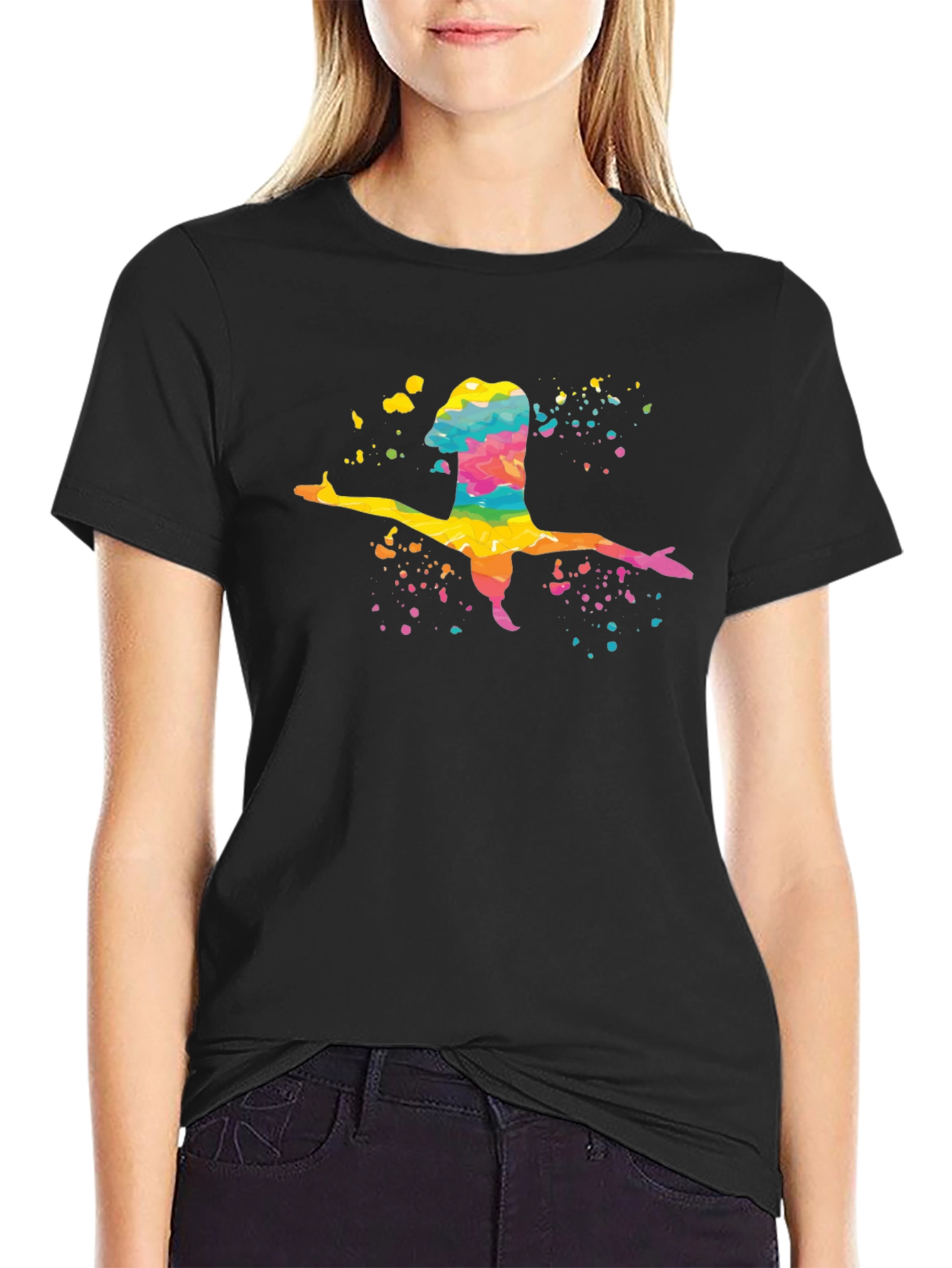Rainbow Gymnast T-Shirt - Artistic Watercolor Design