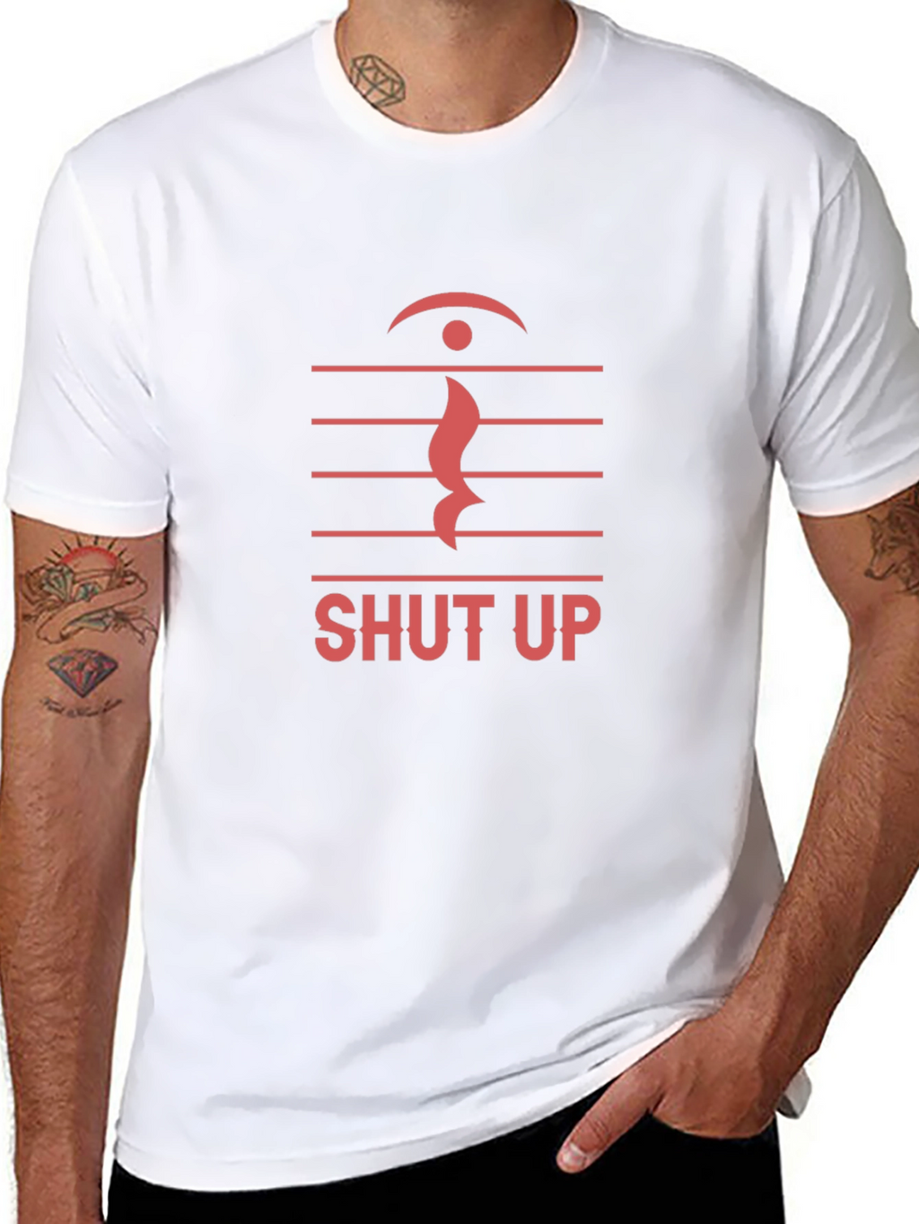 Shut Up Music Note Graphic T-Shirt