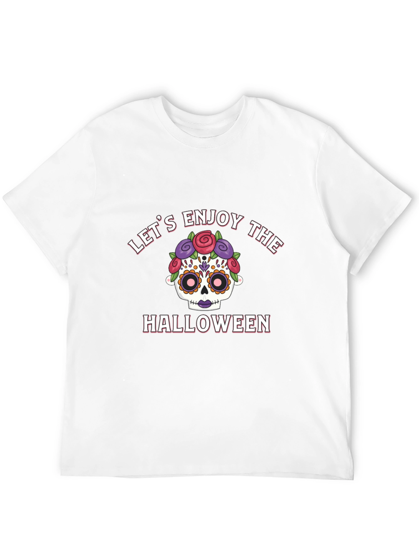 Lets Enjoy Halloween Graphic Tee - Sugar Skull