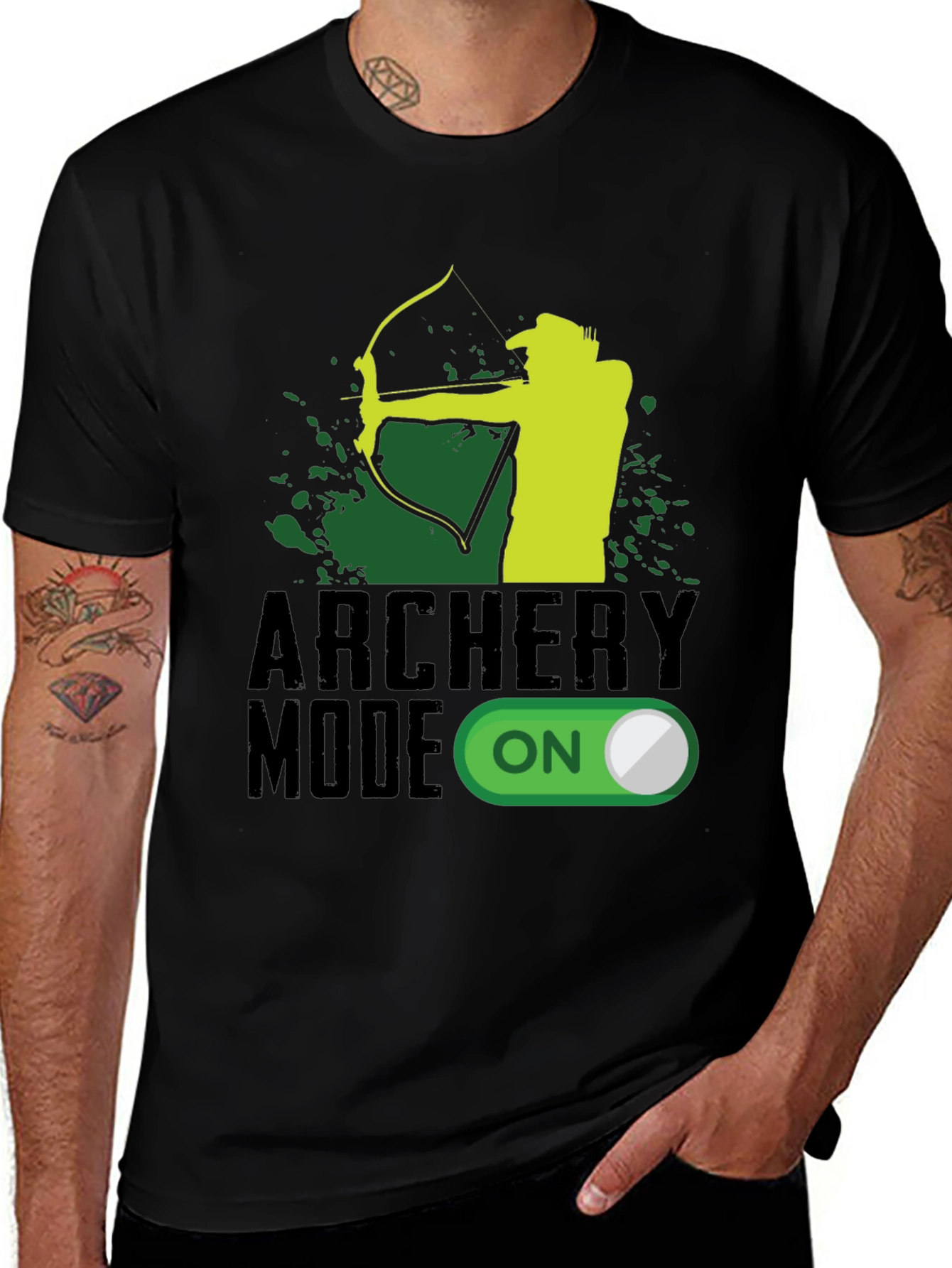 Archery Mode ON Black Graphic Tee