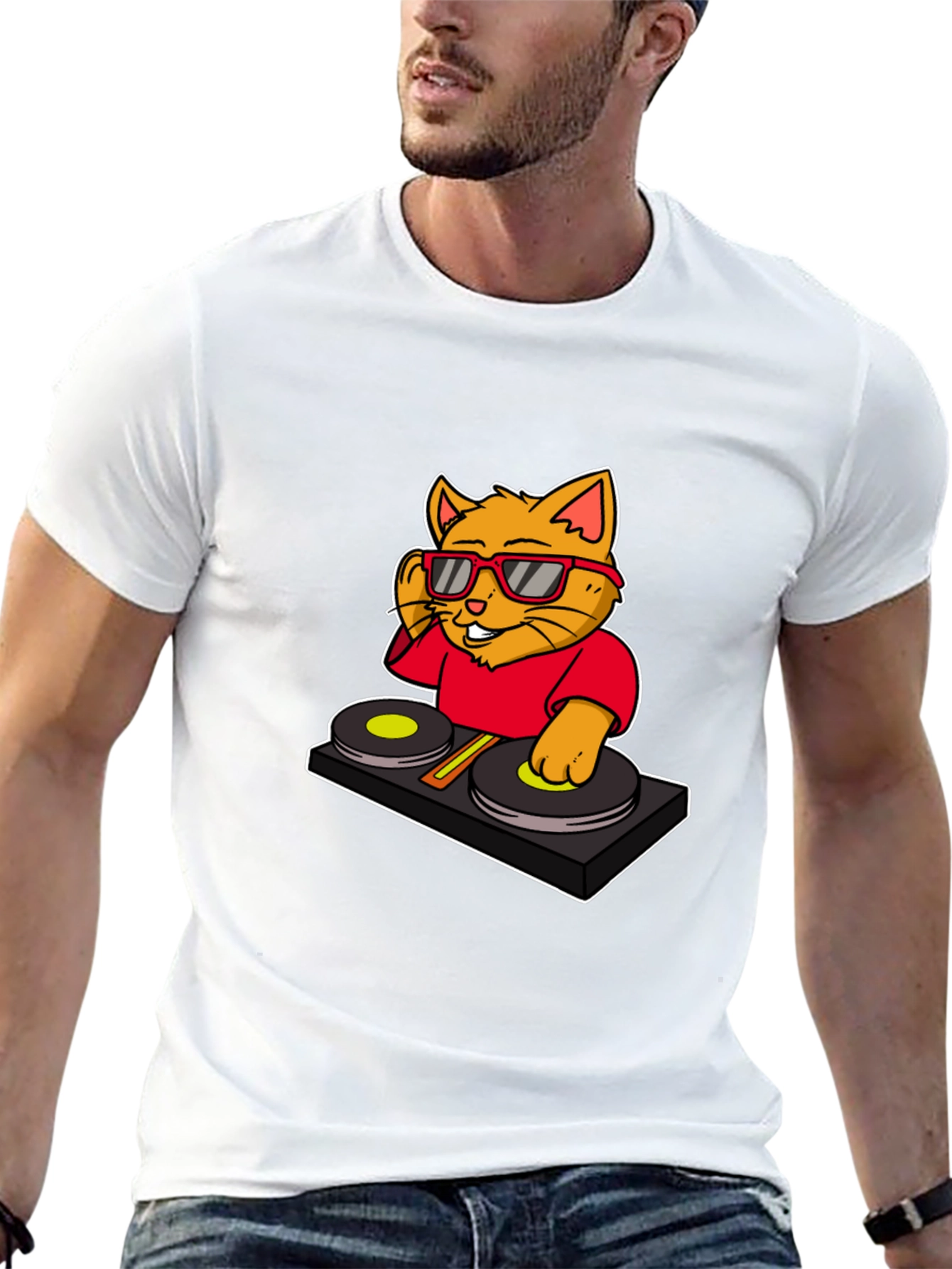 DJ Cat Graphic T-Shirt - Cool Music Lover Tee