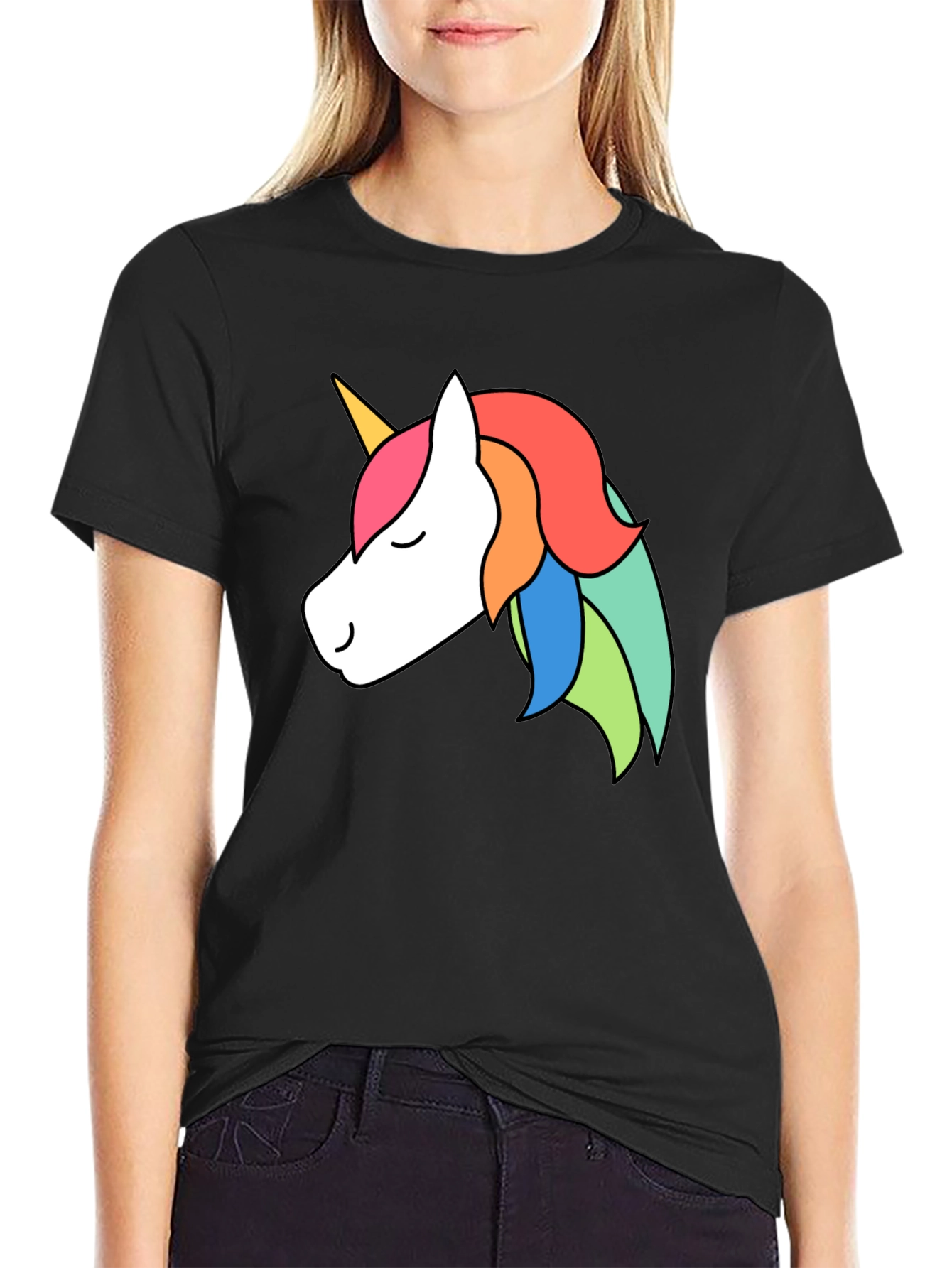 Unicorn Graphic Tee - Black Casual T-Shirt