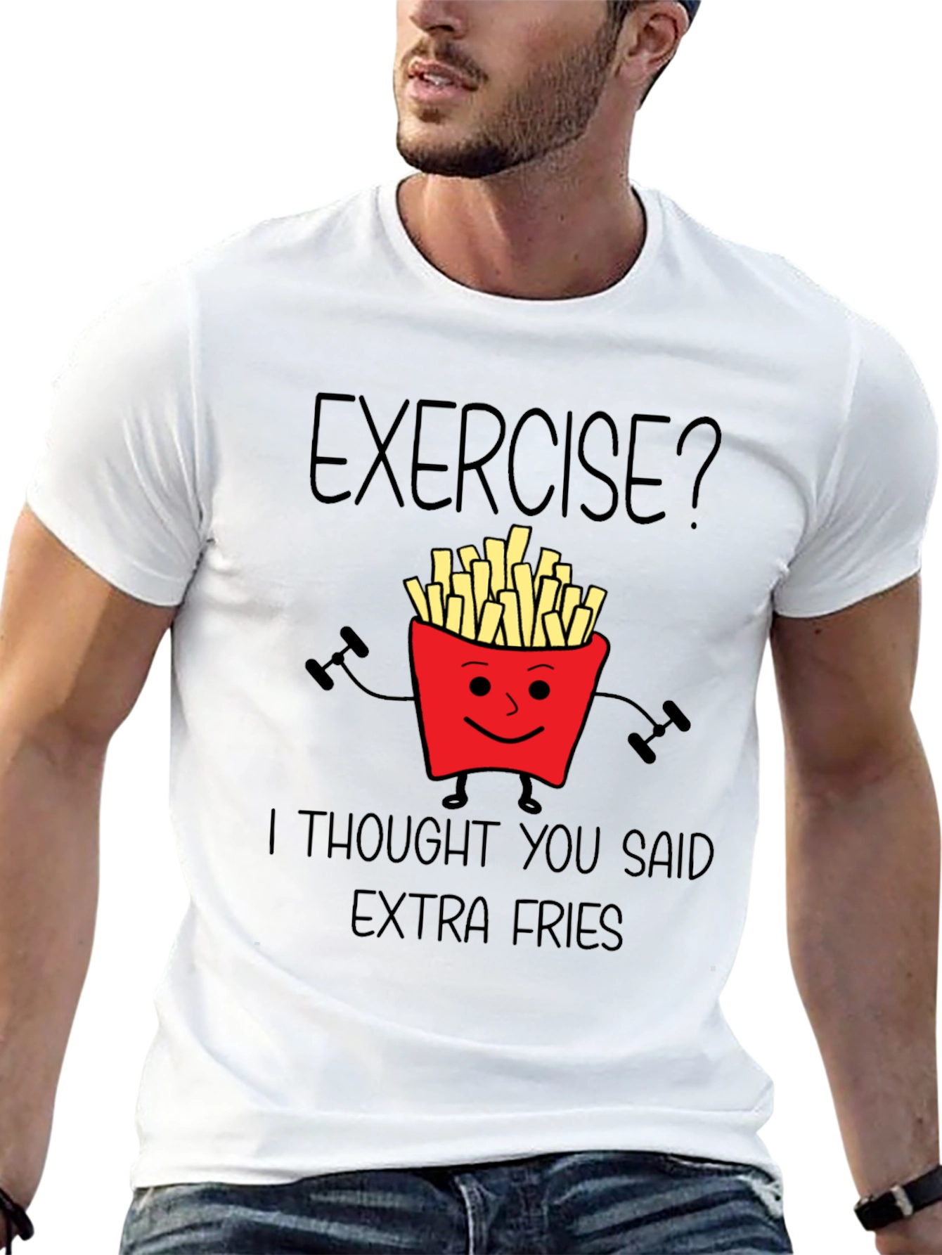 Exercise? Extra Fries Graphic T-Shirt