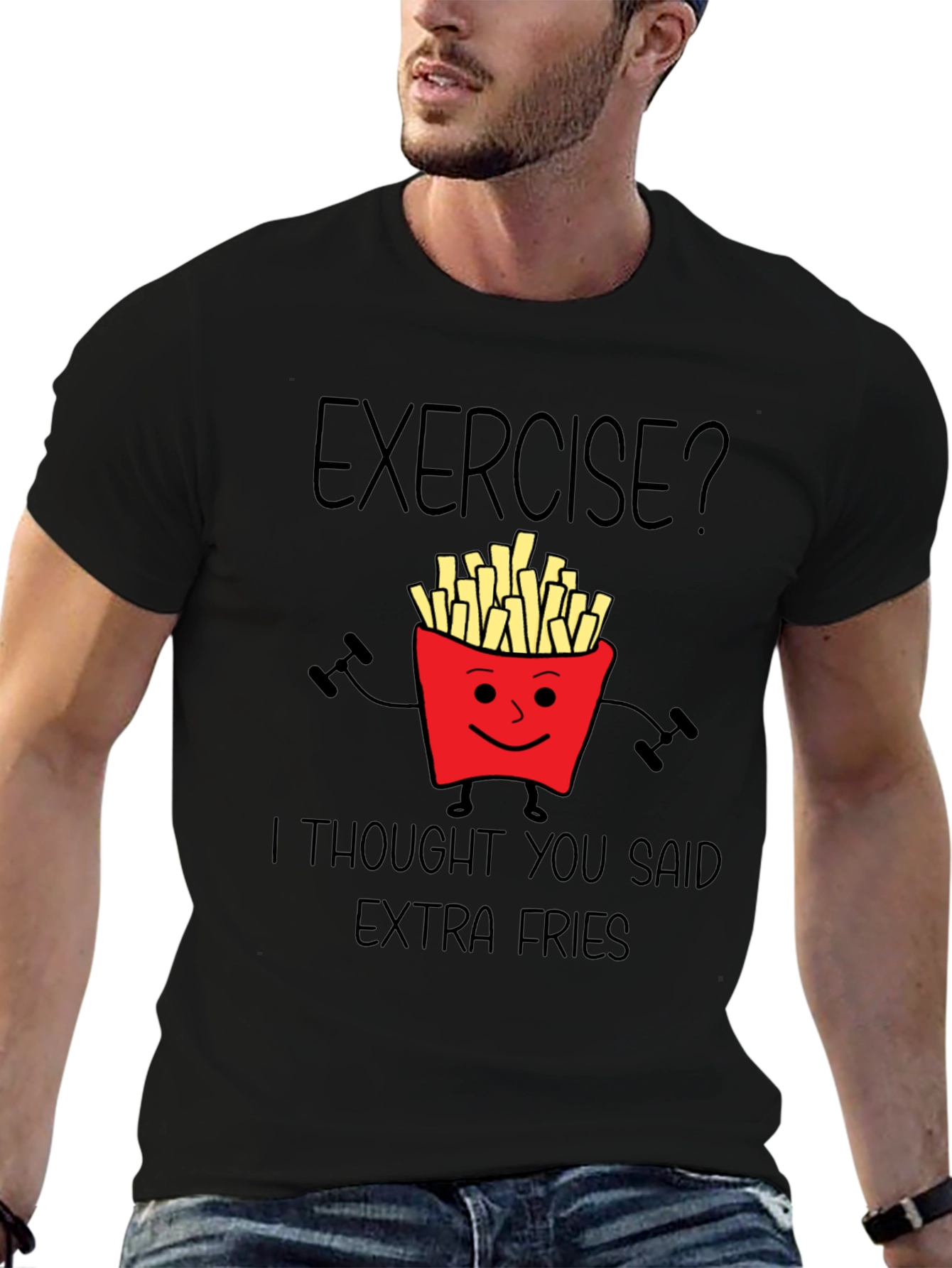 Exercise? Extra Fries Graphic T-Shirt