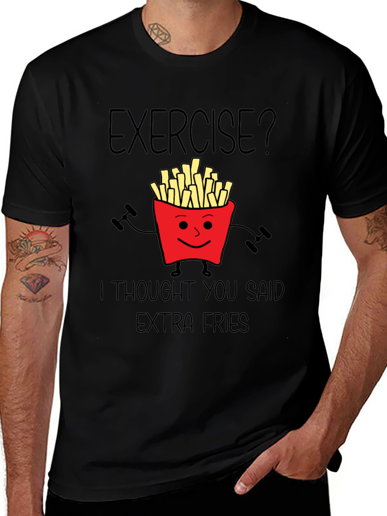 Exercise? Extra Fries Graphic T-Shirt