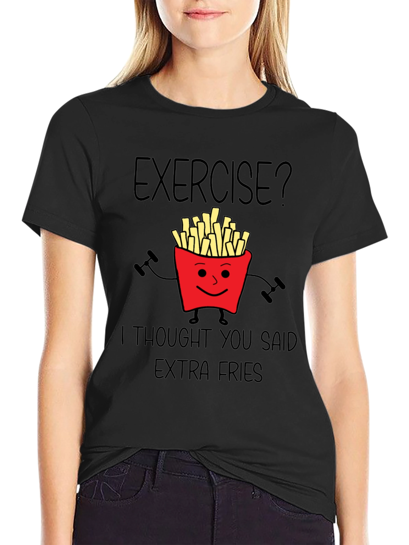 Exercise? Extra Fries Graphic T-Shirt
