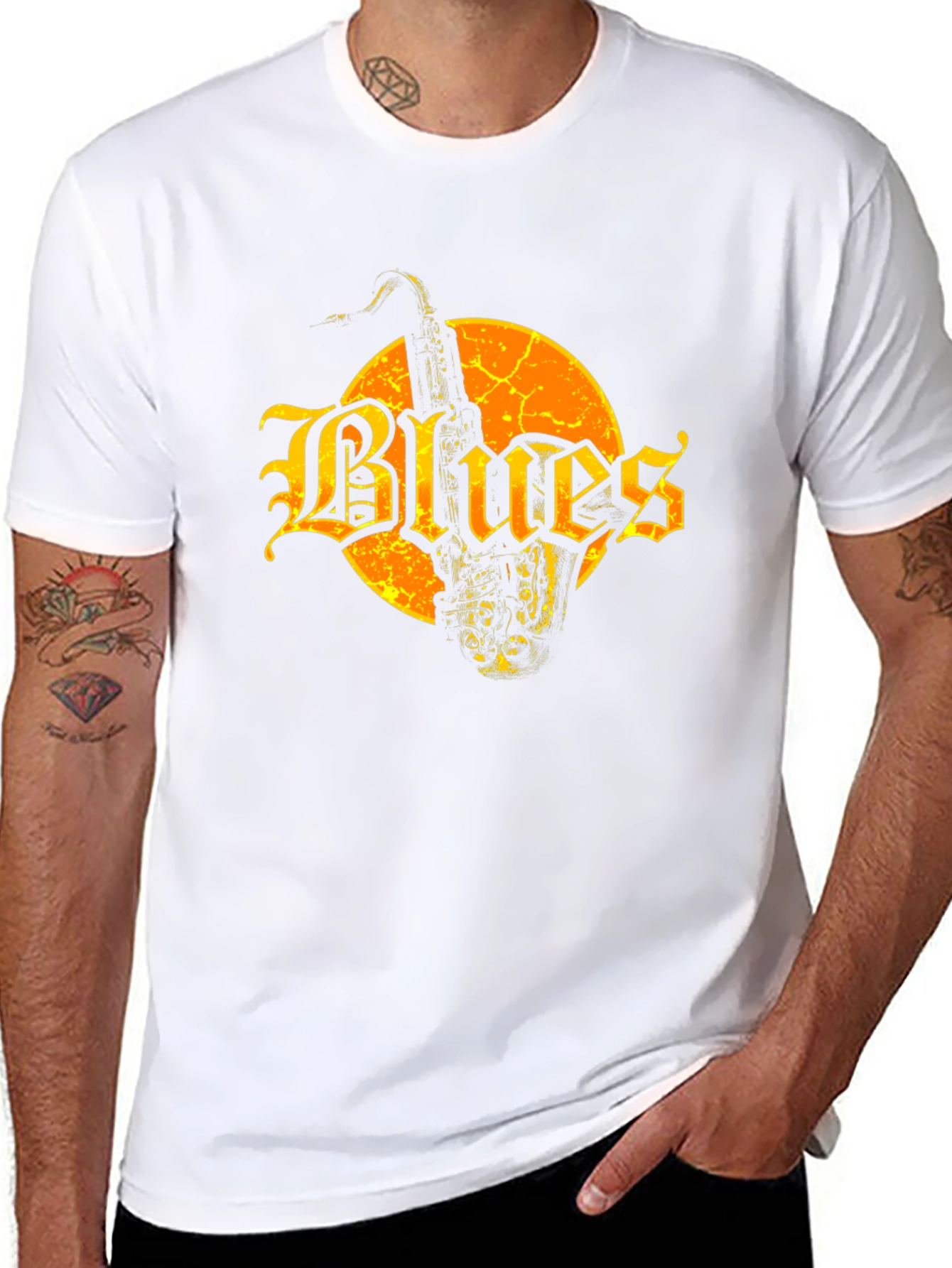 Blues Saxophone Graphic Tee - Black