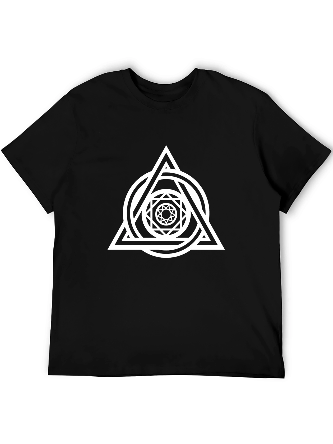 Geometric Triangle Graphic T-Shirt - Black