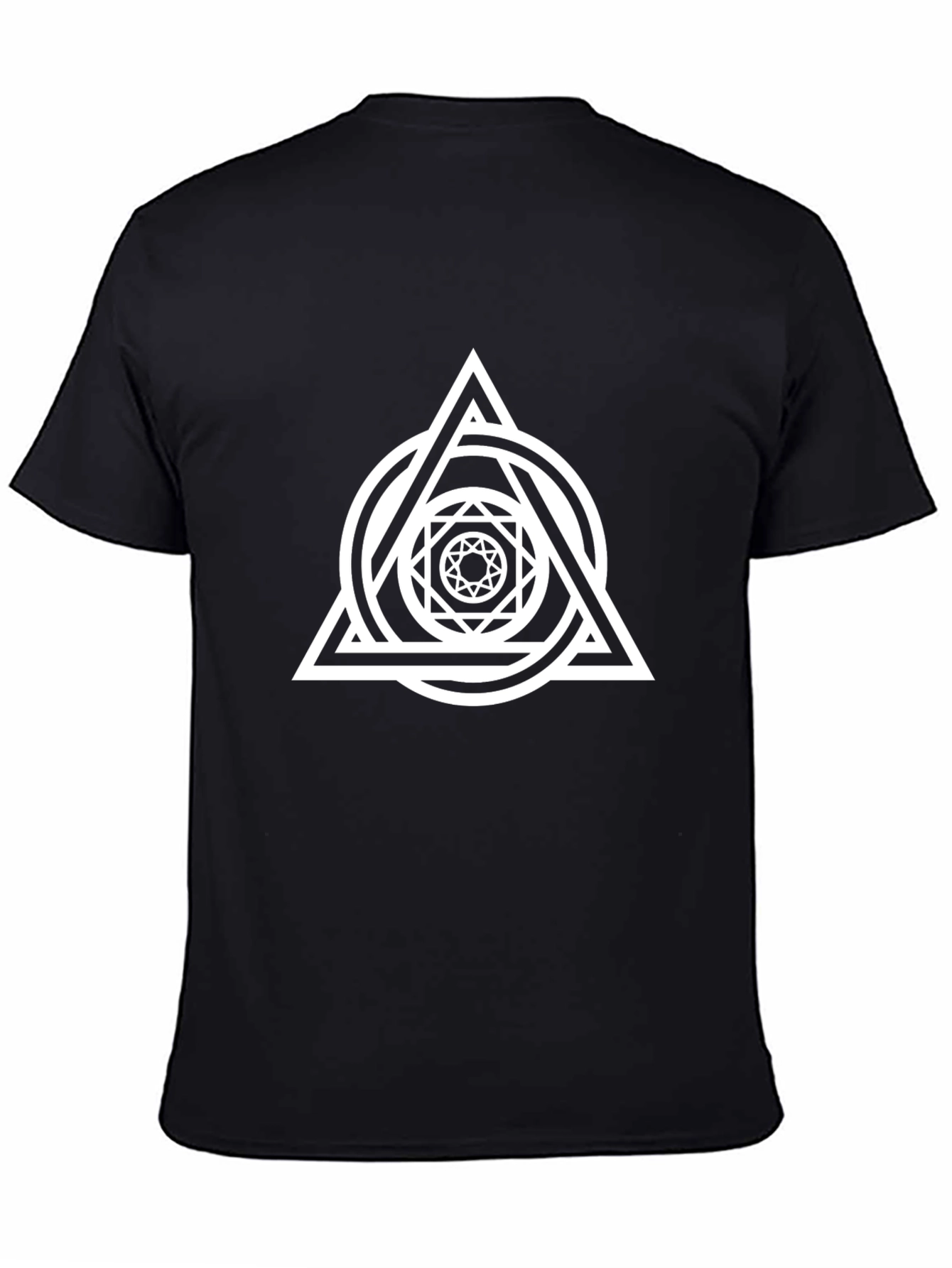 Geometric Triangle Graphic T-Shirt - Black