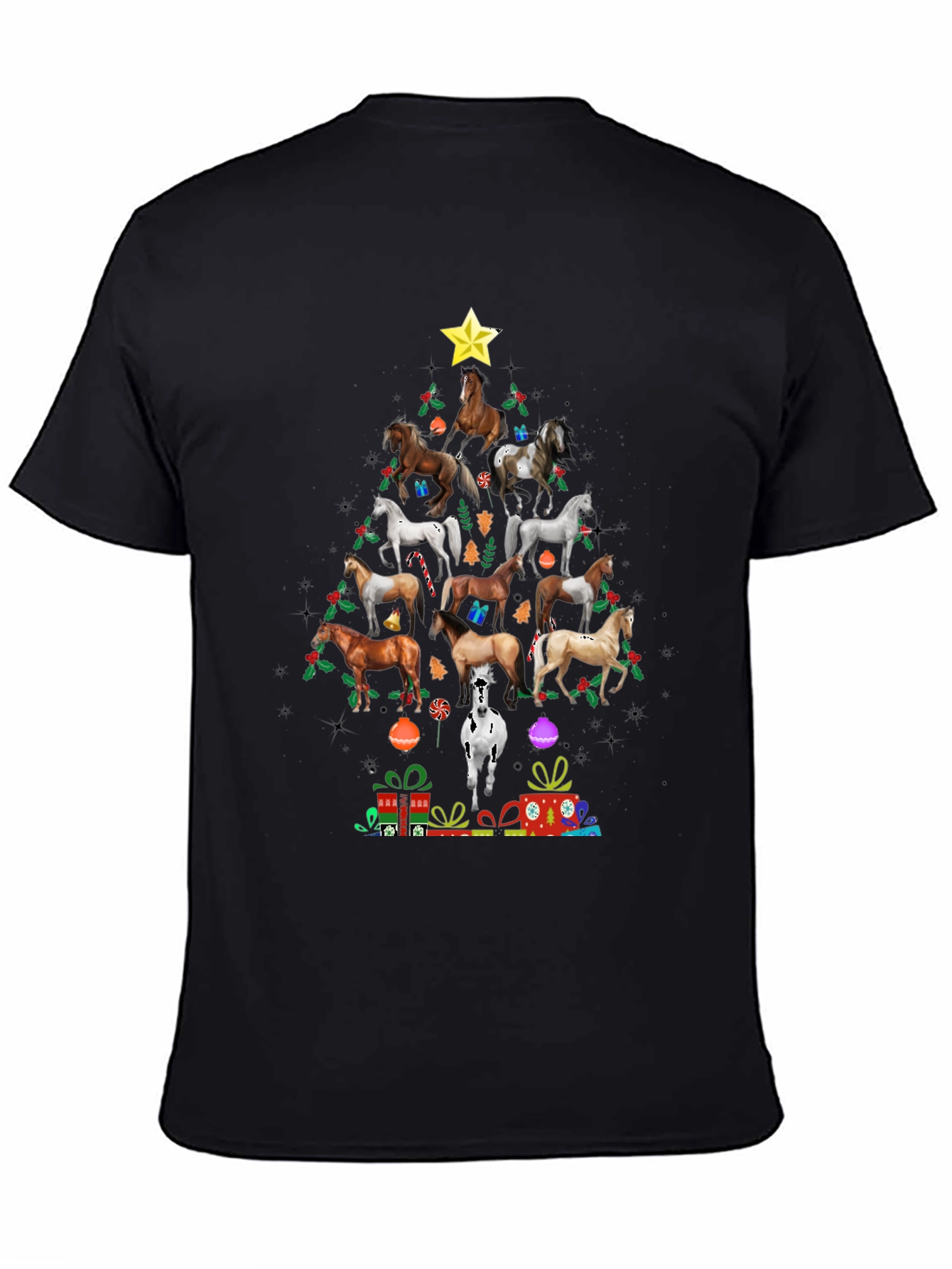 Horse Christmas Tree Graphic T-Shirt