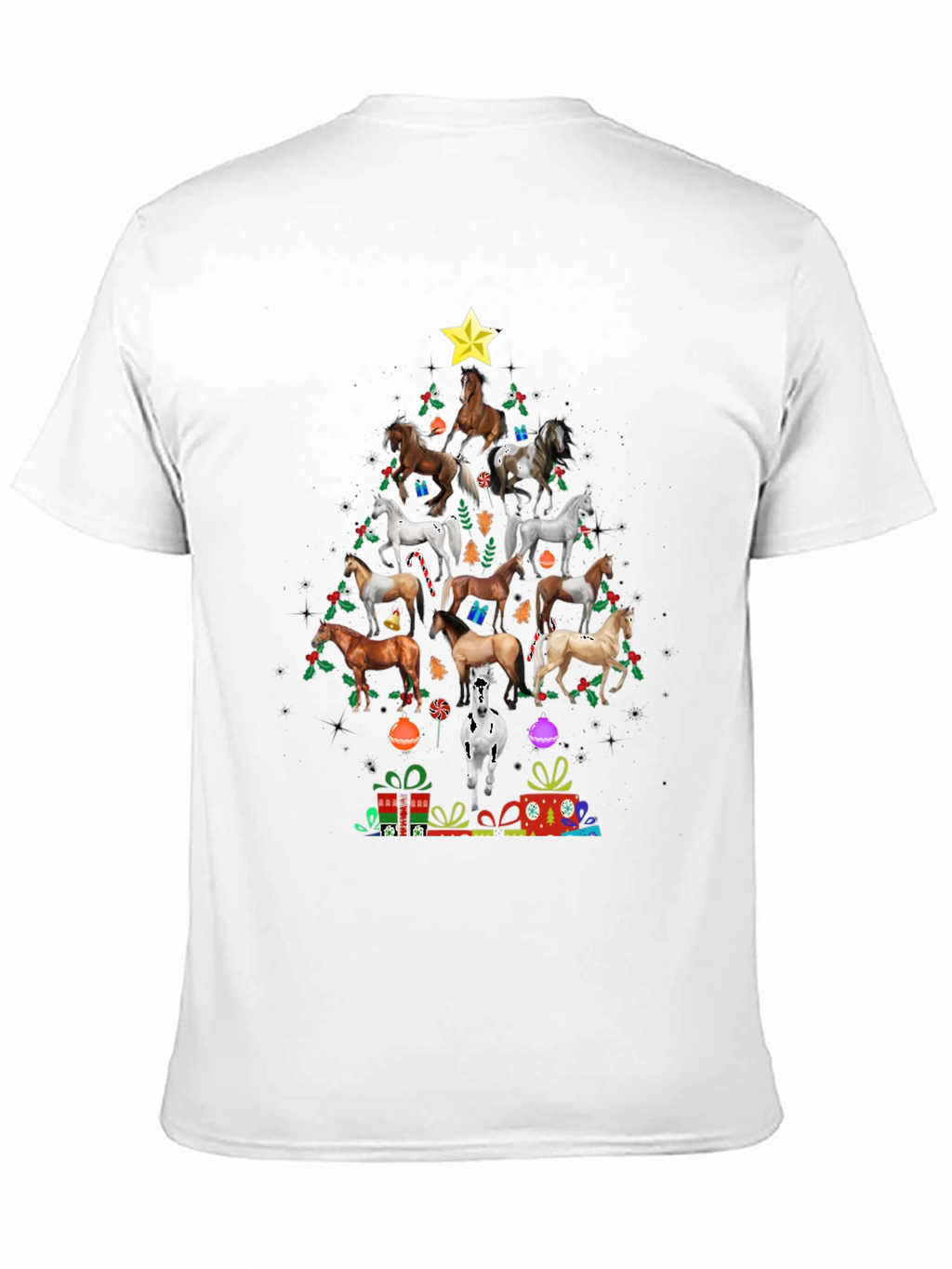 Horse Christmas Tree Graphic T-Shirt