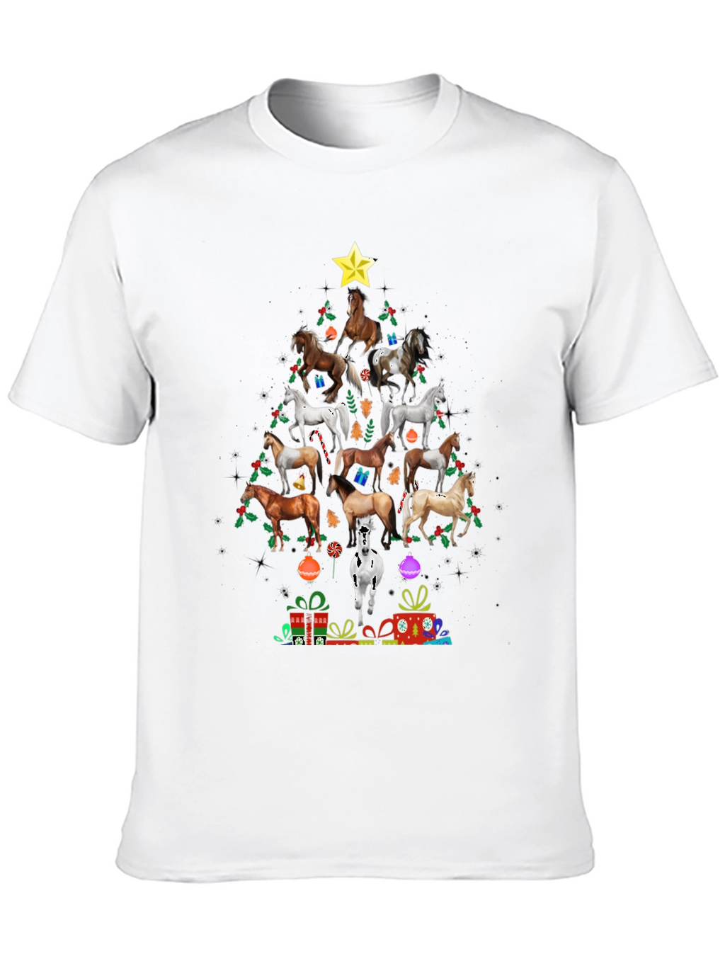 Horse Christmas Tree Graphic T-Shirt