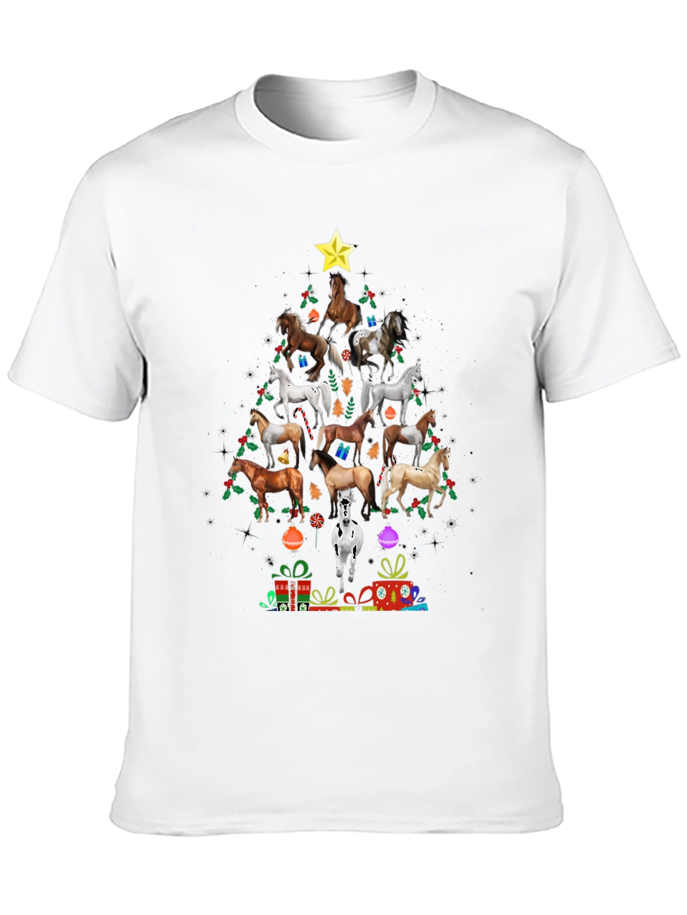 Horse Christmas Tree Graphic T-Shirt