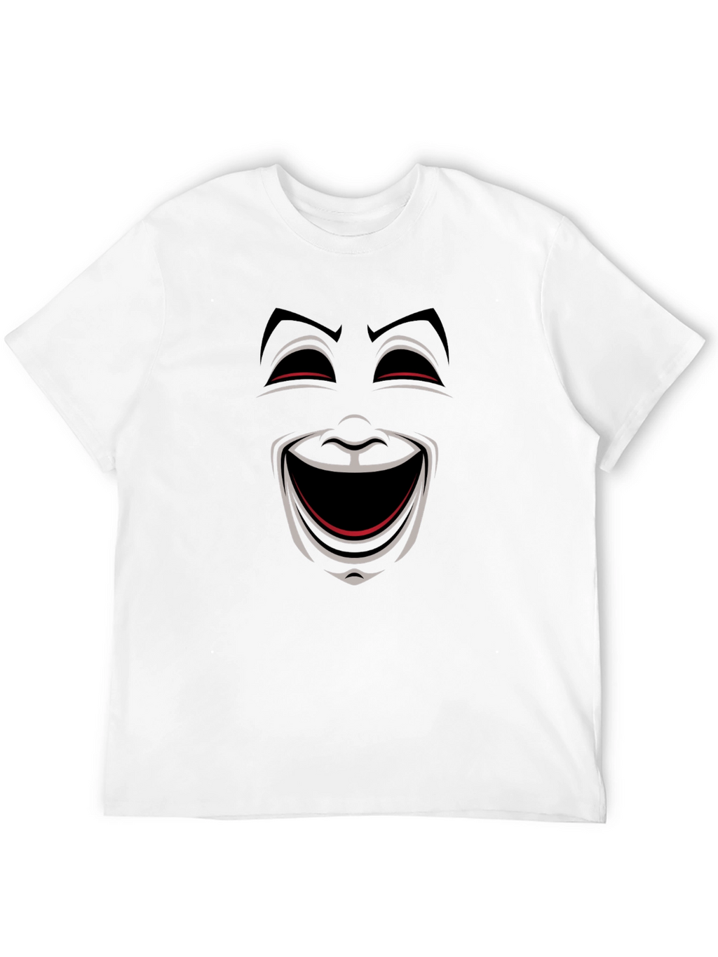 Comedy Mask Graphic Tee - Black Crew Neck T-Shirt