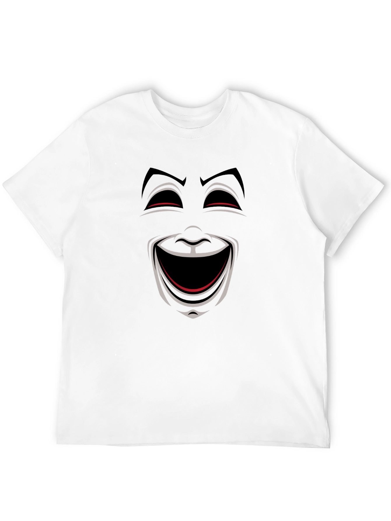 Comedy Mask Graphic Tee - Black Crew Neck T-Shirt