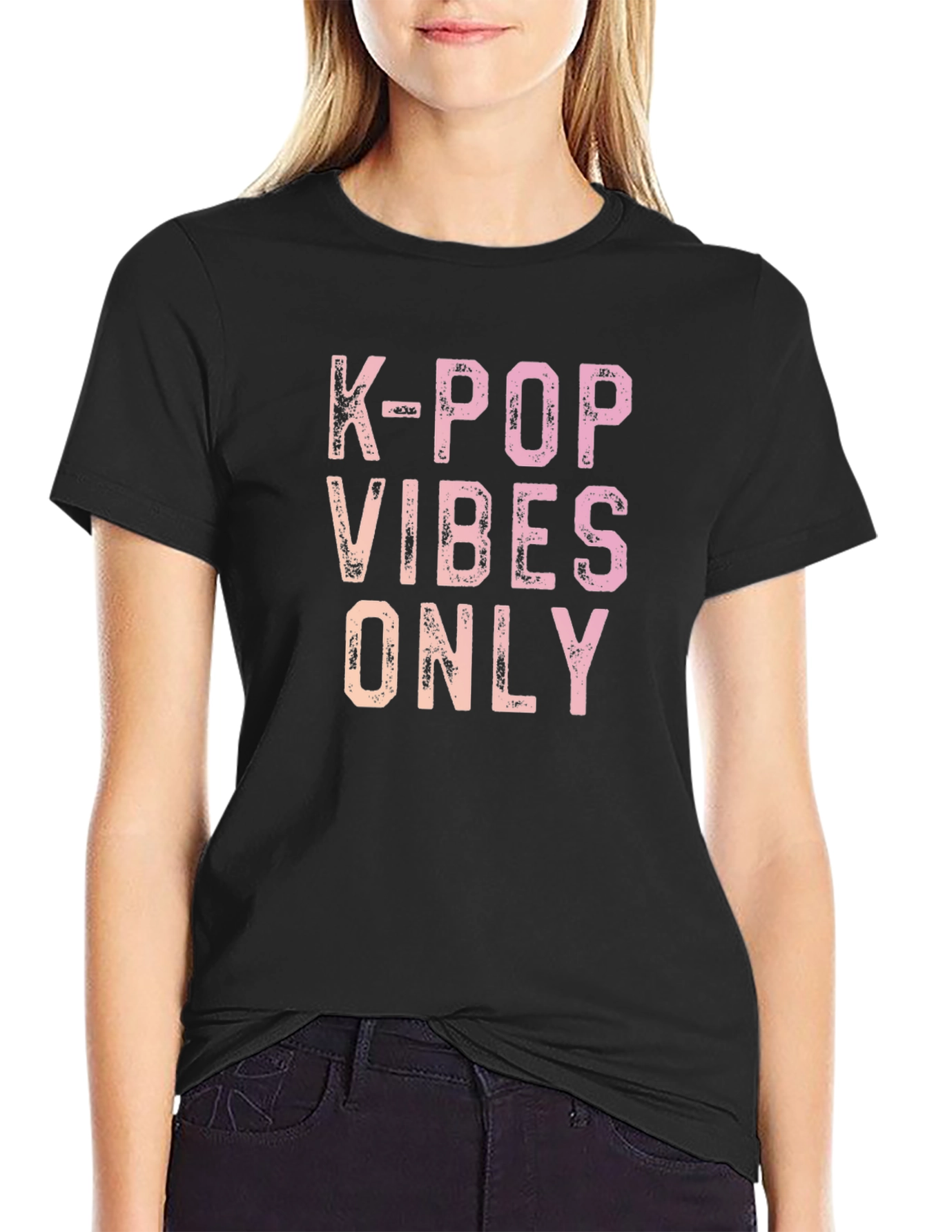 K-Pop Vibes Only Graphic Tee - Trendy Casual Shirt