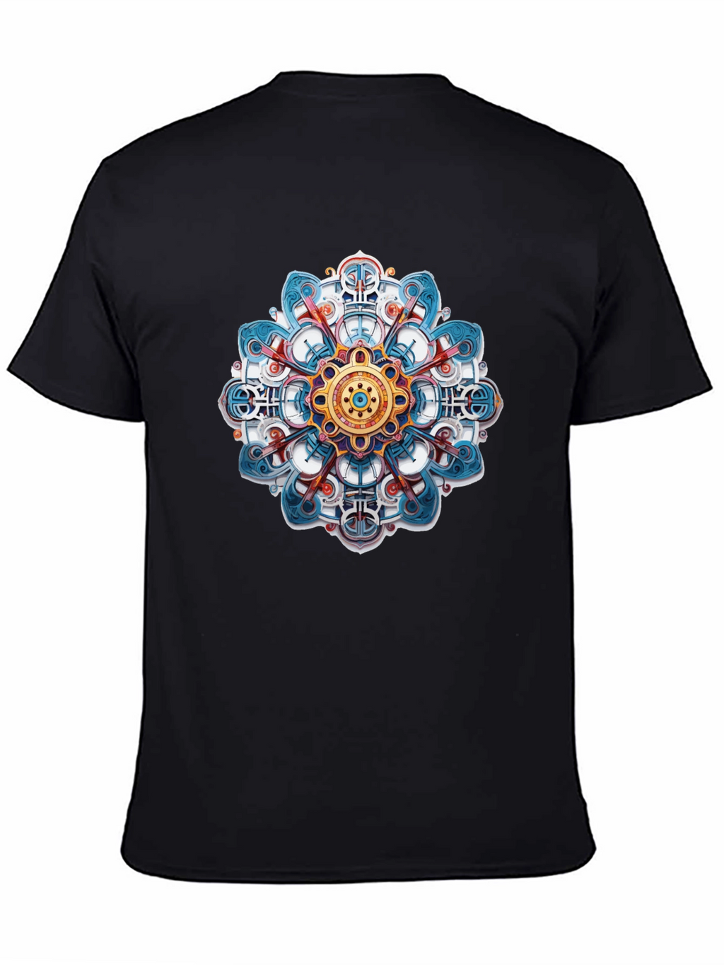 Abstract Mandala Graphic Print Black T-Shirt