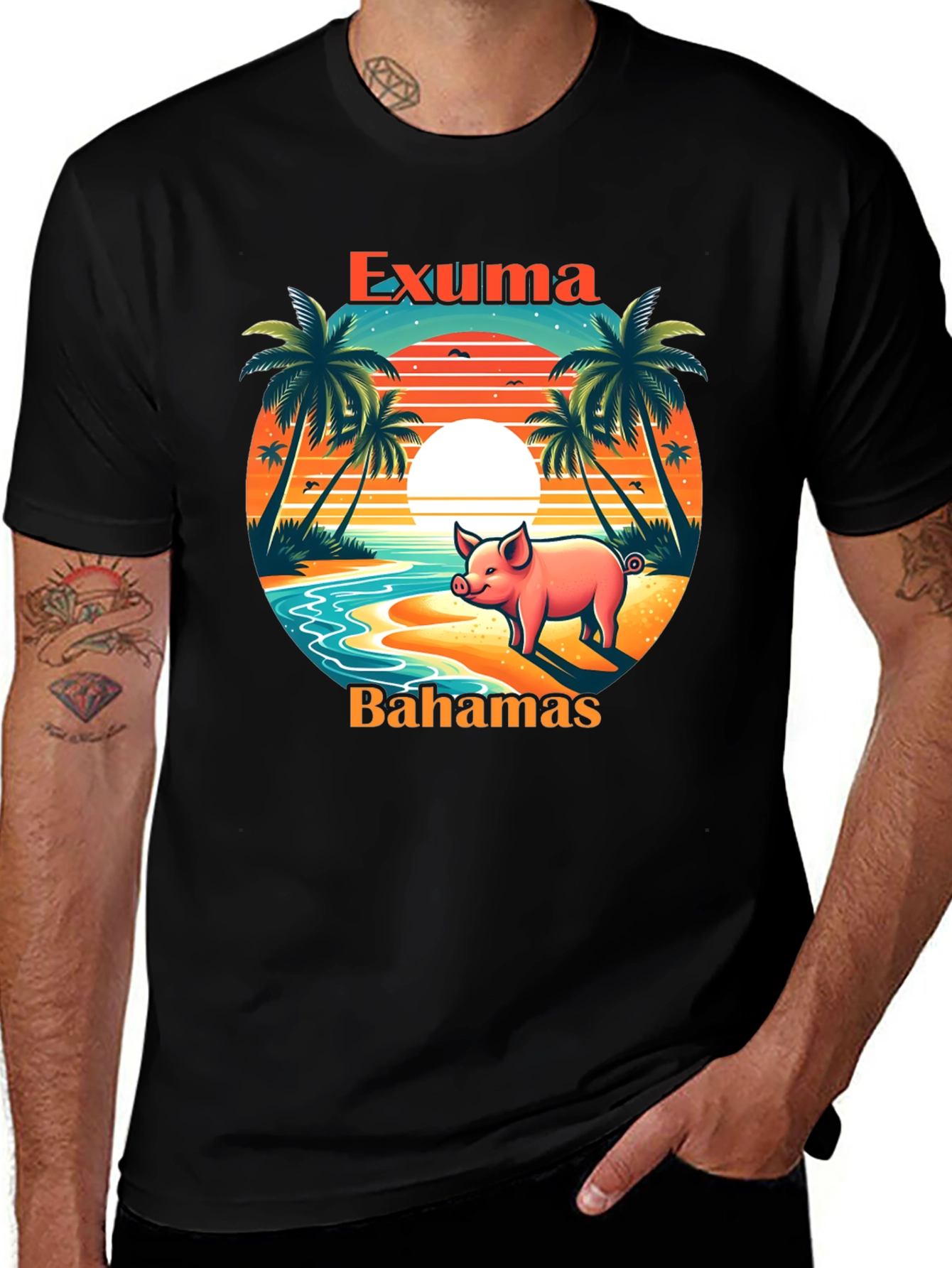 Exuma Bahamas Pig T-Shirt - Tropical Beach Design